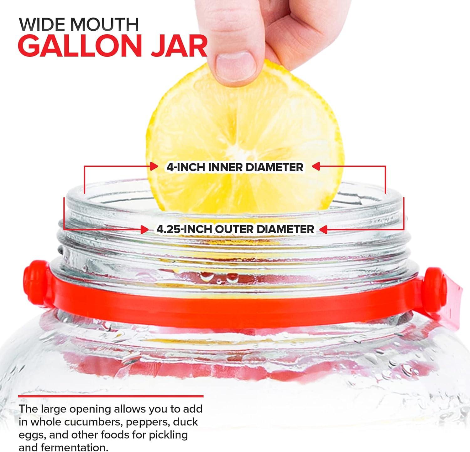 image1 Gallon Glass Jar With Lid 2 Pack 128 oz Large Mason Jars Wide Mouth for Sun Tea Big Kombucha Jugs for Fermentation Kimchi Container Cabbage Tomatoes Pickles Hot Peppers Duck Eggs