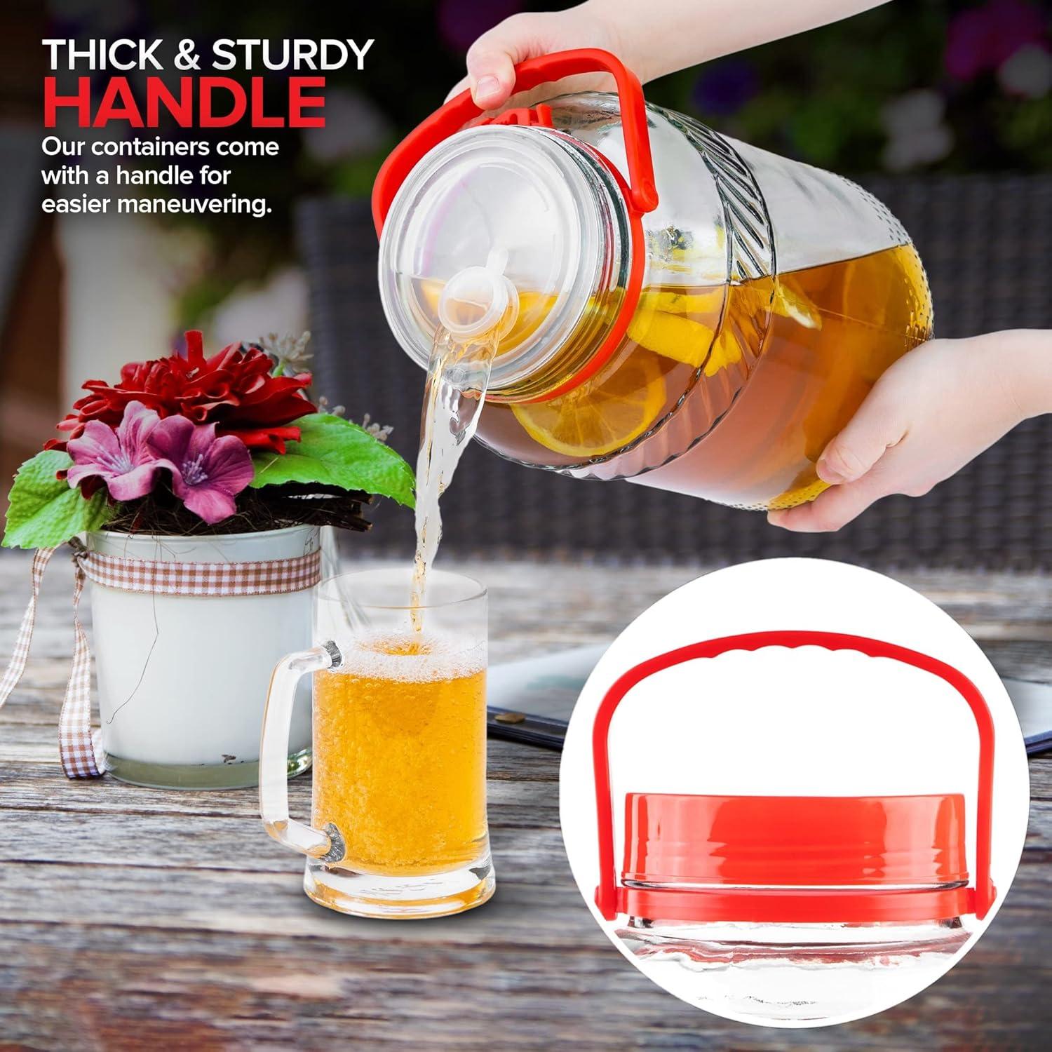 image1 Gallon Glass Jar With Lid 2 Pack 128 oz Large Mason Jars Wide Mouth for Sun Tea Big Kombucha Jugs for Fermentation Kimchi Container Cabbage Tomatoes Pickles Hot Peppers Duck Eggs