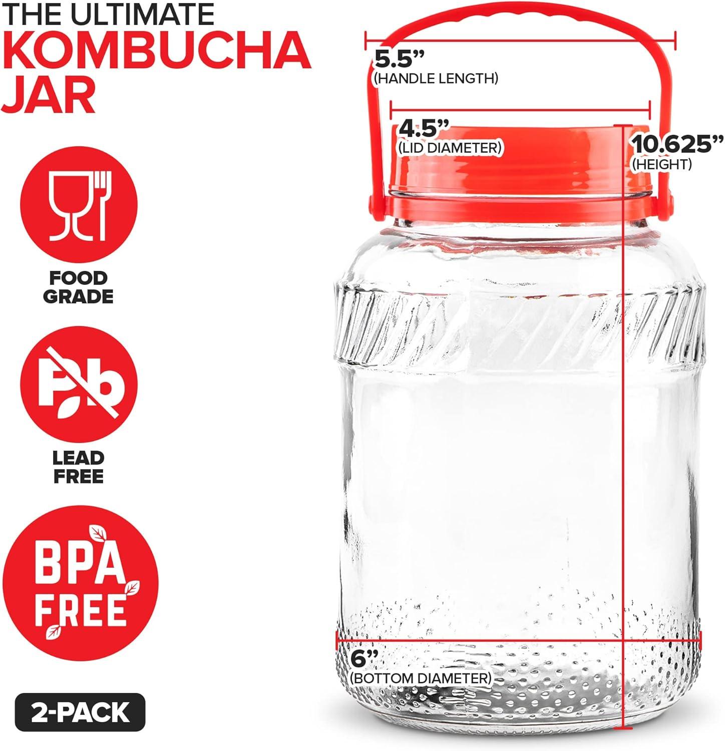 image1 Gallon Glass Jar With Lid 2 Pack 128 oz Large Mason Jars Wide Mouth for Sun Tea Big Kombucha Jugs for Fermentation Kimchi Container Cabbage Tomatoes Pickles Hot Peppers Duck Eggs