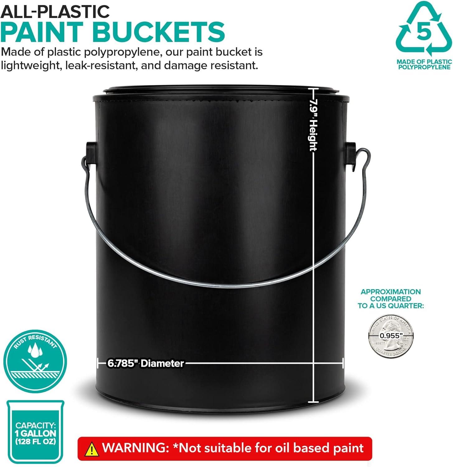 image1 Gallon Plastic Paint Bucket Black Triple Lock Airtight Seal Minimizes Skimming Rust Proof Odor amp Chemical Resistant 128 Fl Oz AllPlastic Paint Can with Metal Handle Stock Your Home1