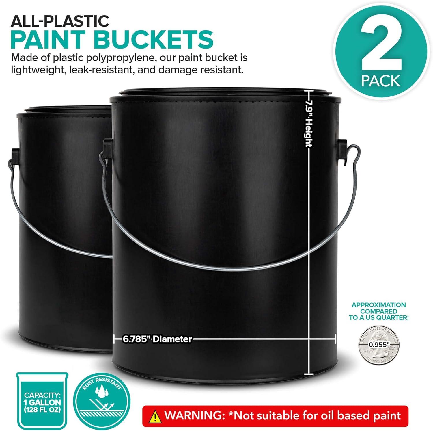 image1 Gallon Plastic Paint Bucket Black Triple Lock Airtight Seal Minimizes Skimming Rust Proof Odor amp Chemical Resistant 128 Fl Oz AllPlastic Paint Can with Metal Handle Stock Your Home2