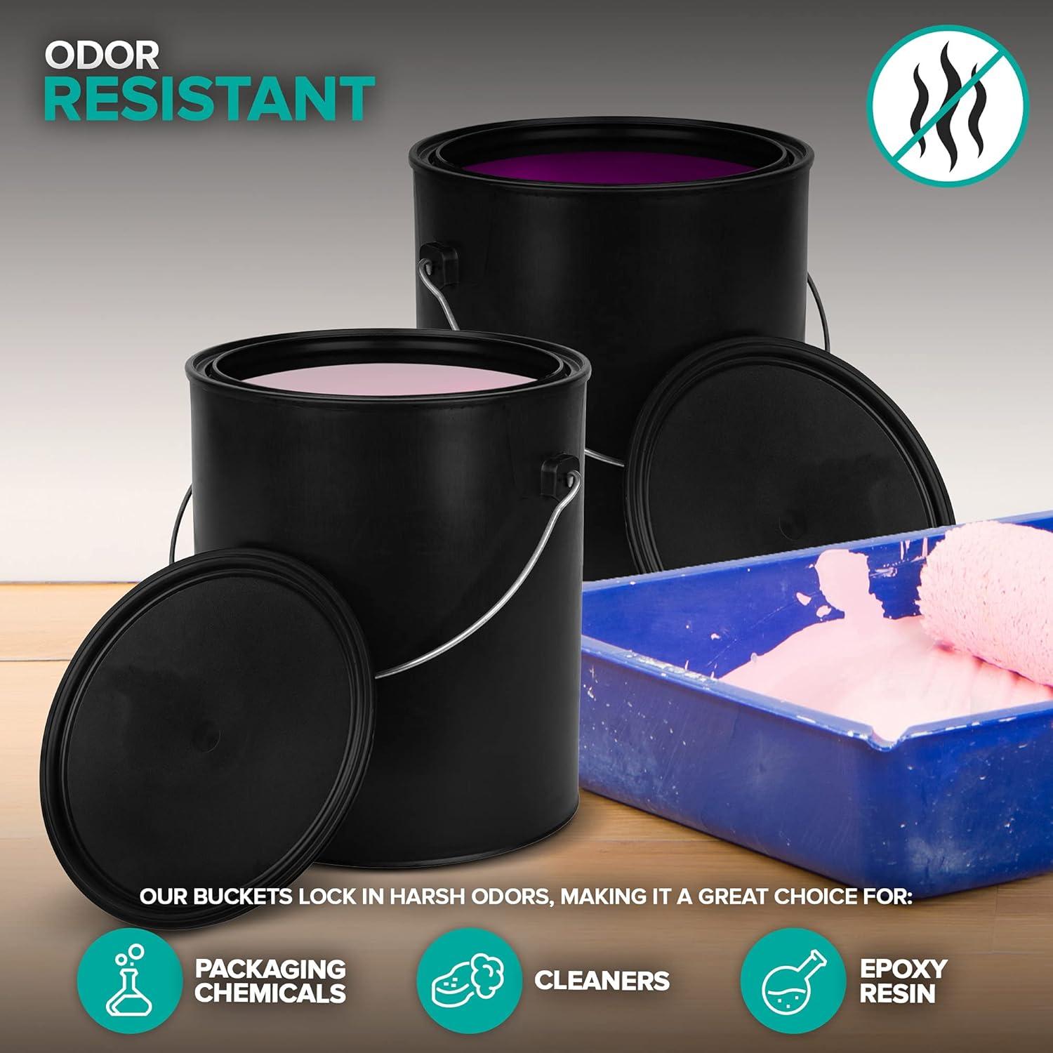 image1 Gallon Plastic Paint Bucket Black Triple Lock Airtight Seal Minimizes Skimming Rust Proof Odor amp Chemical Resistant 128 Fl Oz AllPlastic Paint Can with Metal Handle Stock Your Home1