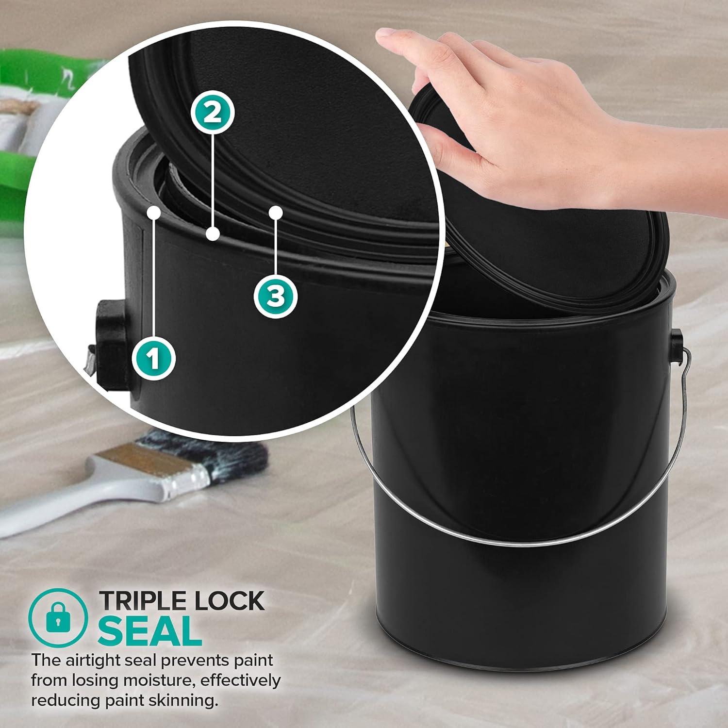 image1 Gallon Plastic Paint Bucket Black Triple Lock Airtight Seal Minimizes Skimming Rust Proof Odor amp Chemical Resistant 128 Fl Oz AllPlastic Paint Can with Metal Handle Stock Your Home2