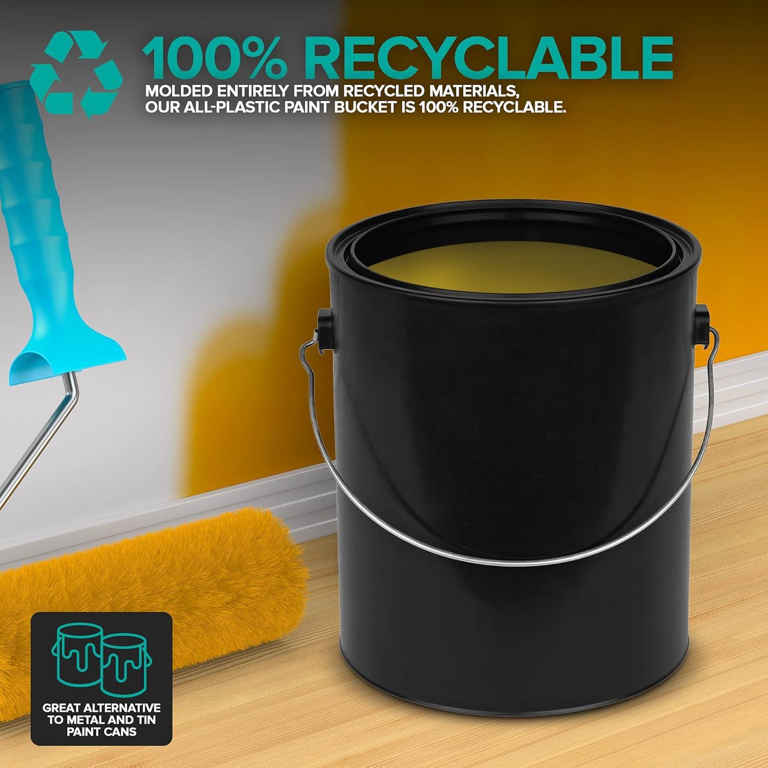 image1 Gallon Plastic Paint Bucket Black Triple Lock Airtight Seal Minimizes Skimming Rust Proof Odor amp Chemical Resistant 128 Fl Oz AllPlastic Paint Can with Metal Handle Stock Your Home2