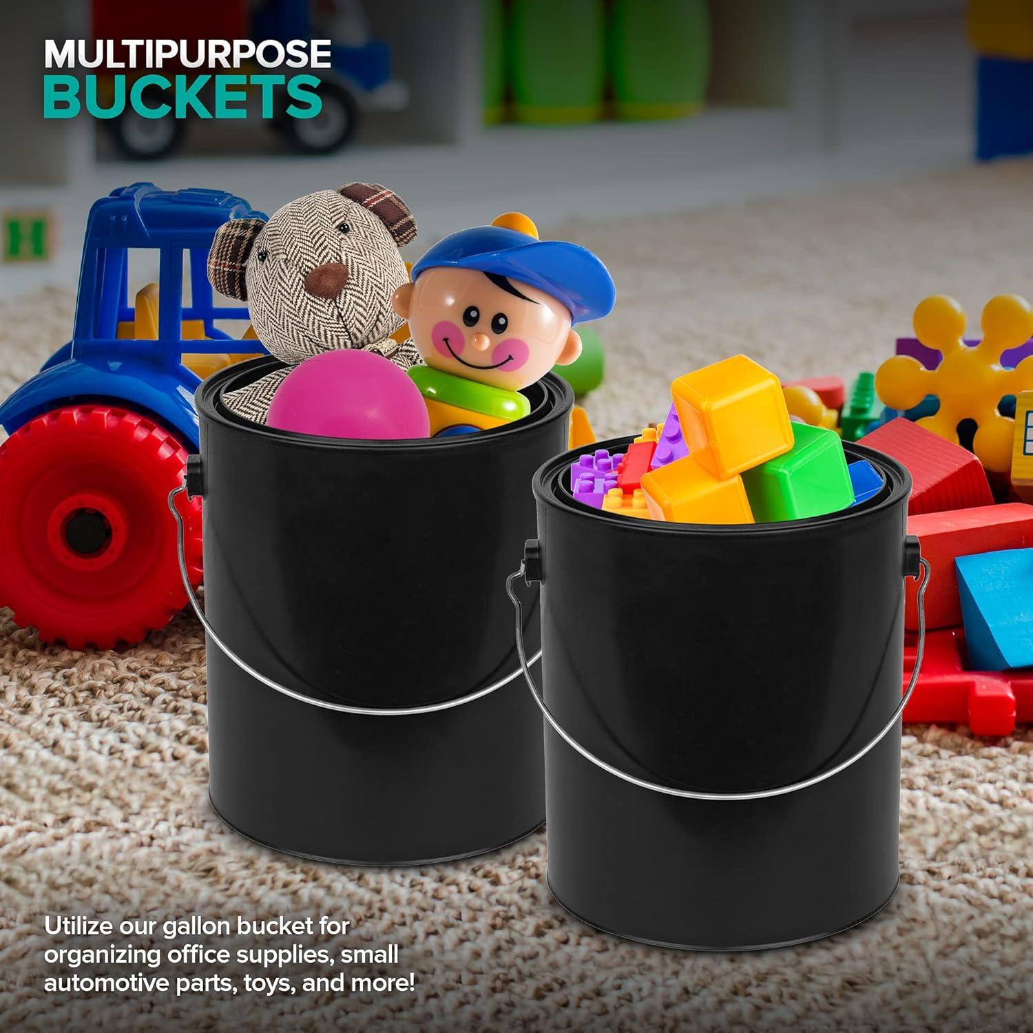image1 Gallon Plastic Paint Bucket Black Triple Lock Airtight Seal Minimizes Skimming Rust Proof Odor amp Chemical Resistant 128 Fl Oz AllPlastic Paint Can with Metal Handle Stock Your Home1