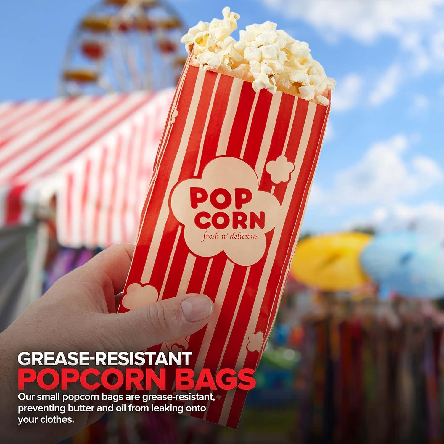 image1 oz Paper Popcorn Bags Bulk 500 Pack Small Kraft amp Red PopCorn Bag Disposable for Carnival Themed Party Movie Night Halloween Popcorn Machine Accessories amp Supplies Individual Servings