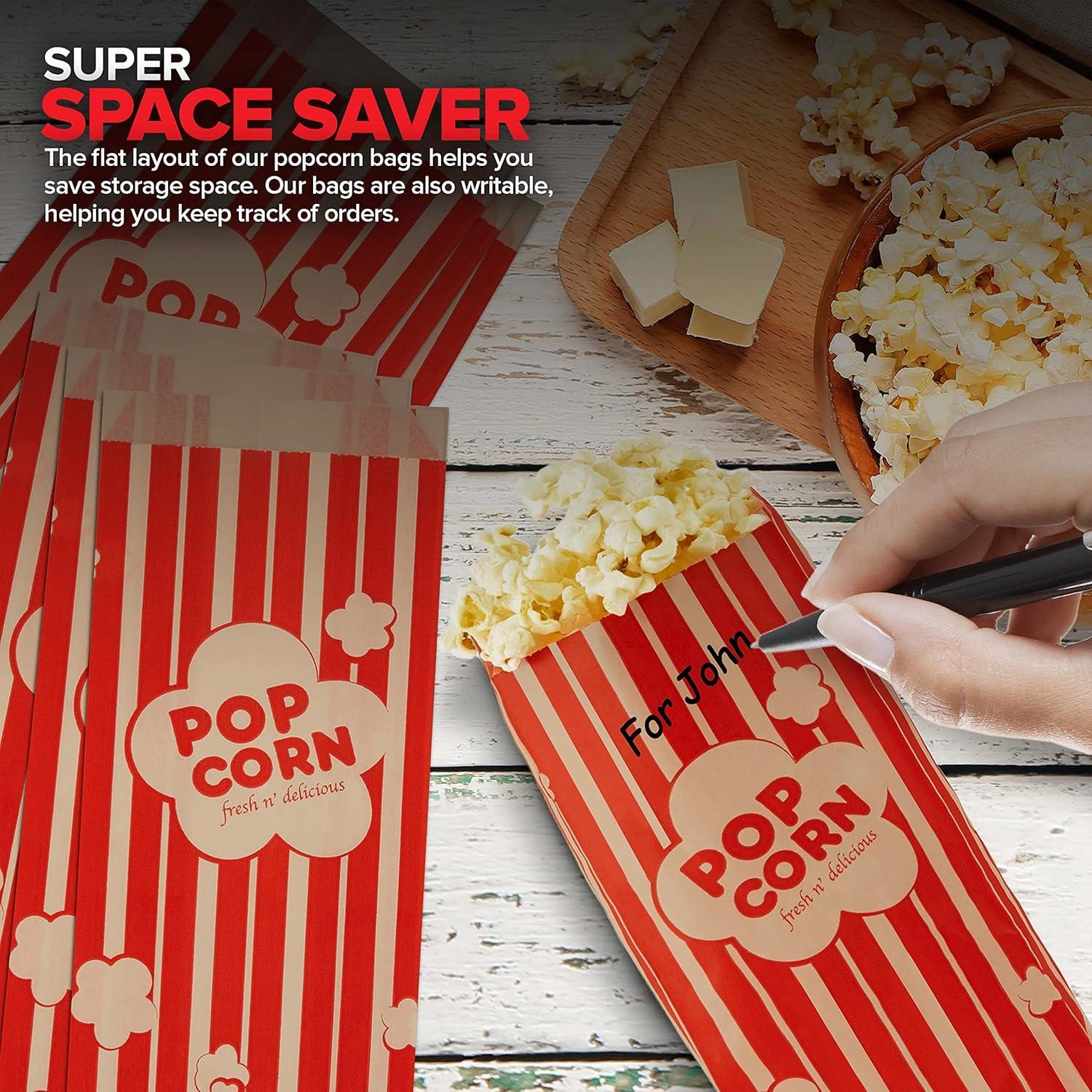 image1 oz Paper Popcorn Bags Bulk 500 Pack Small Kraft amp Red PopCorn Bag Disposable for Carnival Themed Party Movie Night Halloween Popcorn Machine Accessories amp Supplies Individual Servings