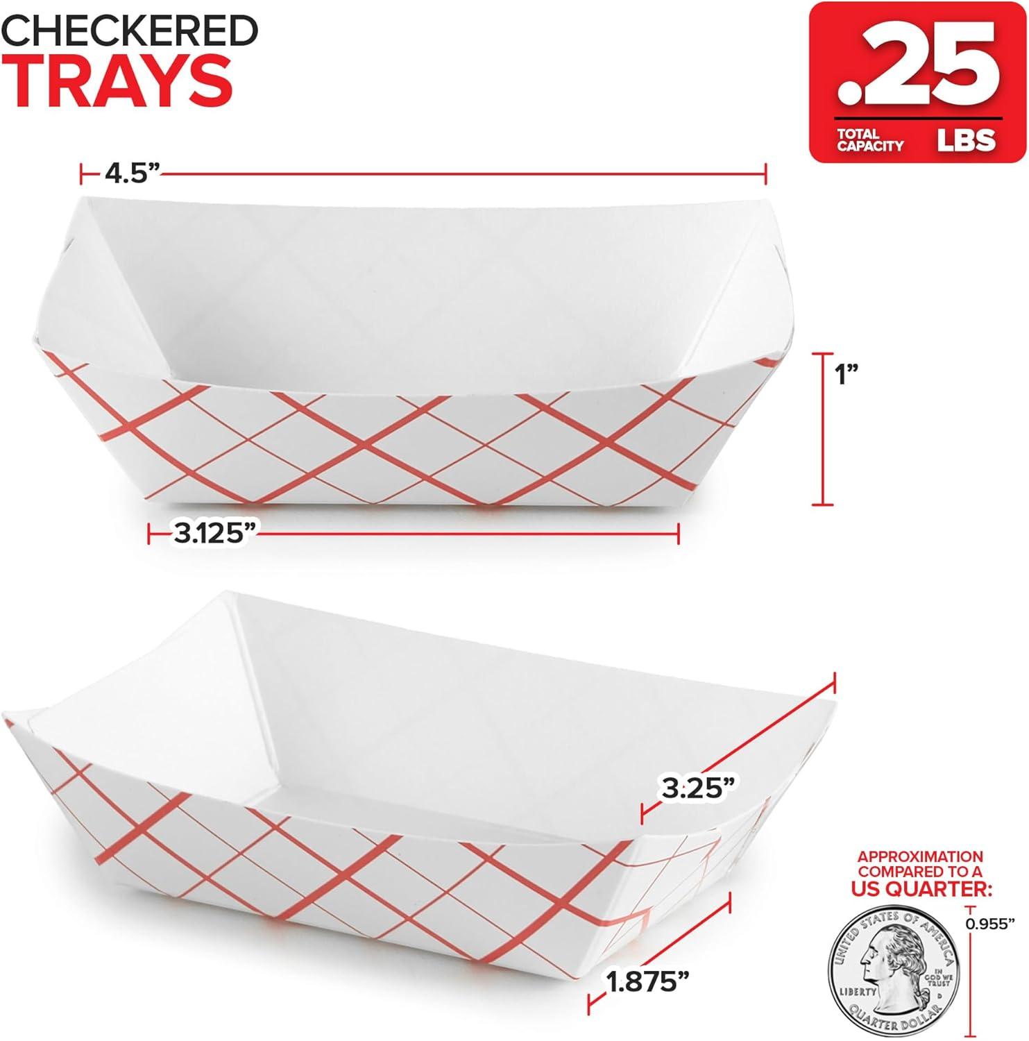 image100Pack 3 lb Paper Food Trays Red amp White Checkered Disposable Paper Food Boats EcoFriendly Serving Trays for Concessions Nachos Snacks amp Condiments 575 x 314 lb