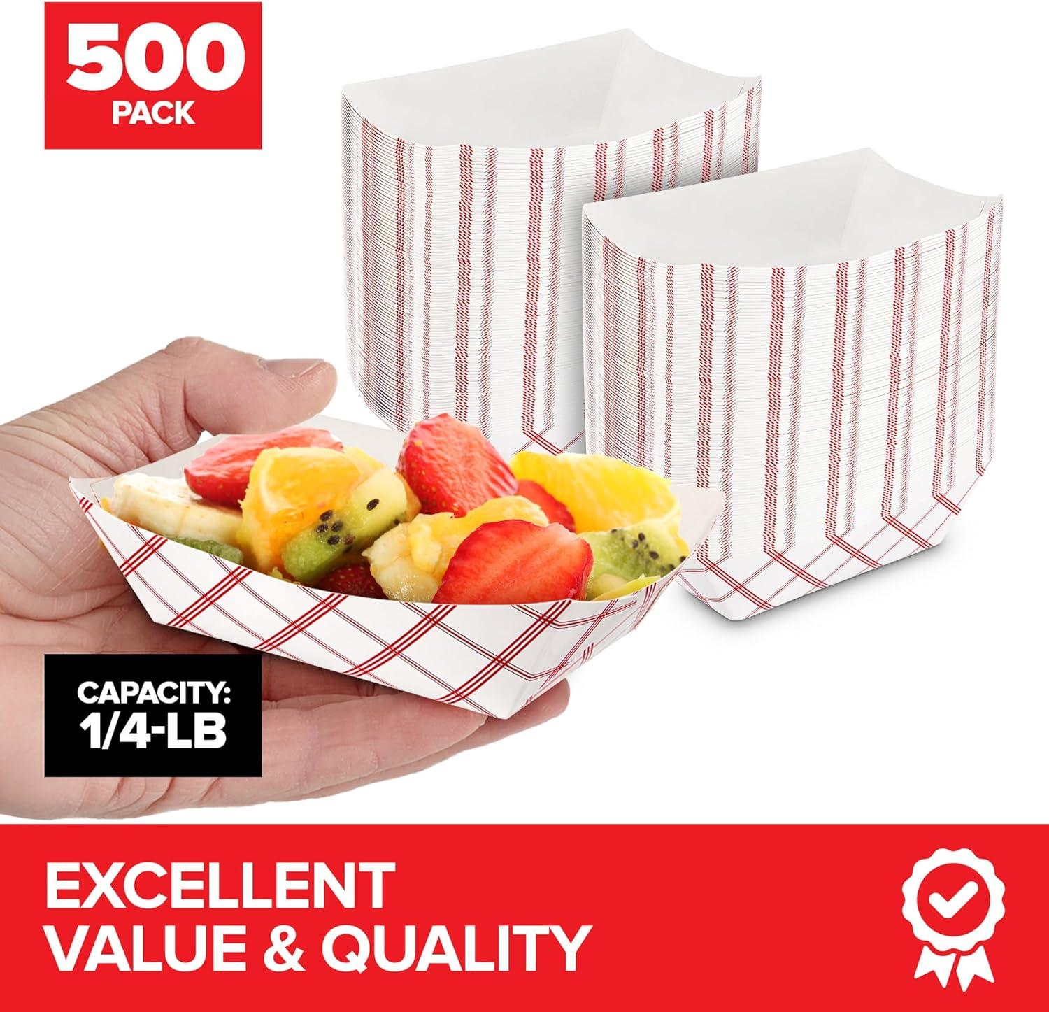 image100Pack 3 lb Paper Food Trays Red amp White Checkered Disposable Paper Food Boats EcoFriendly Serving Trays for Concessions Nachos Snacks amp Condiments 575 x 314 lb