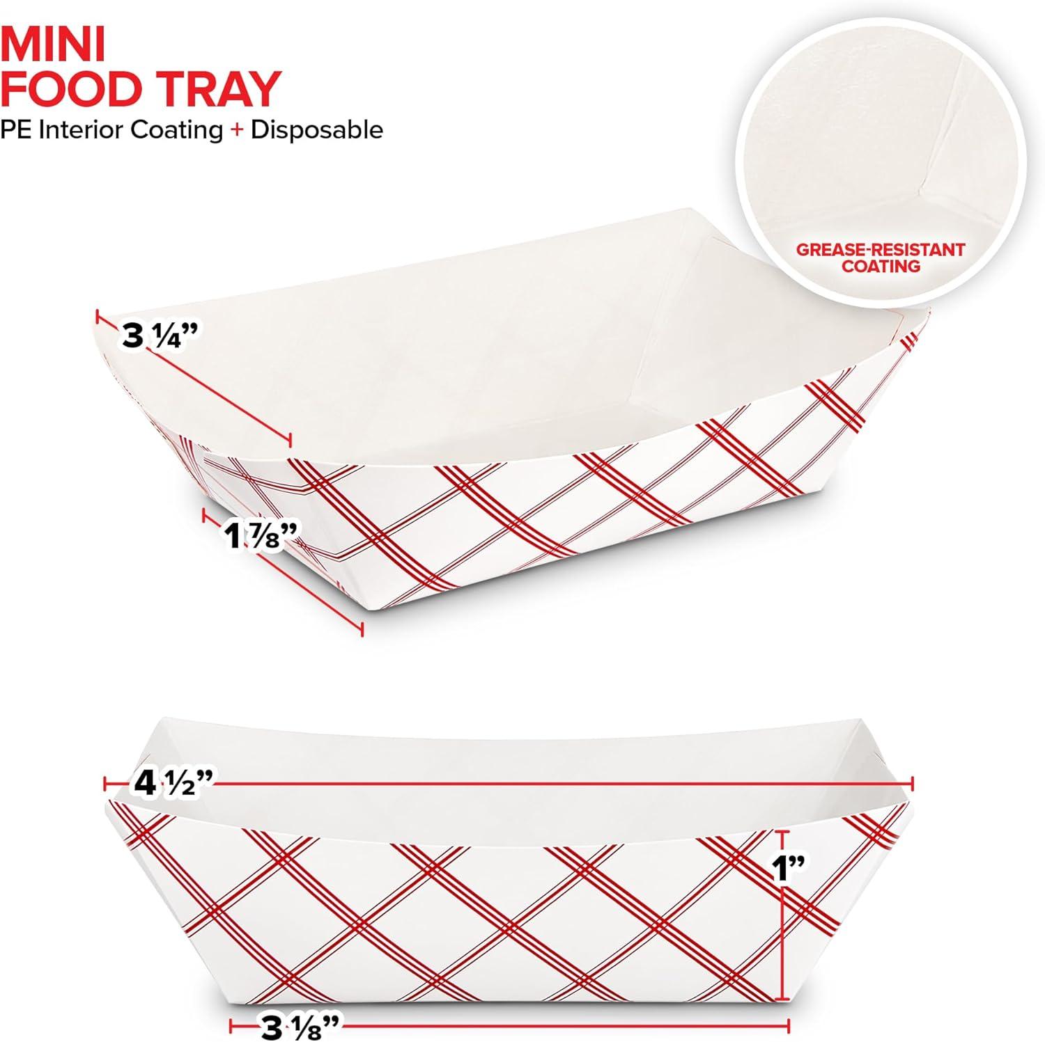 image100Pack 3 lb Paper Food Trays Red amp White Checkered Disposable Paper Food Boats EcoFriendly Serving Trays for Concessions Nachos Snacks amp Condiments 575 x 314 lb