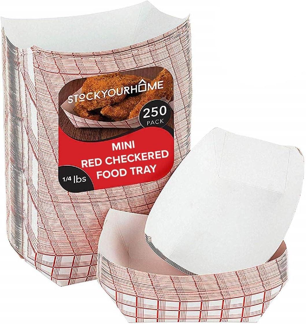 image100Pack 3 lb Paper Food Trays Red amp White Checkered Disposable Paper Food Boats EcoFriendly Serving Trays for Concessions Nachos Snacks amp Condiments 575 x 314 lb