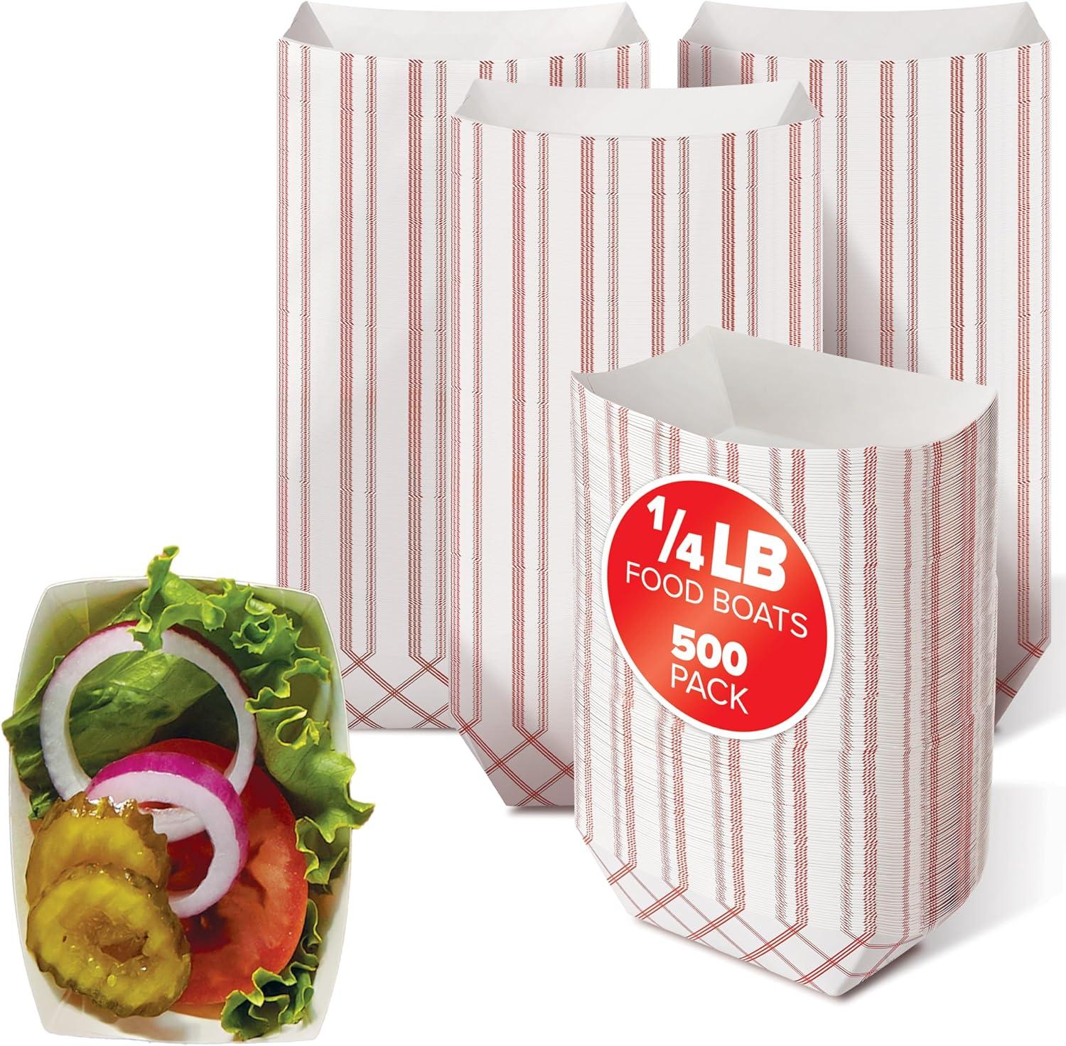 image100Pack 3 lb Paper Food Trays Red amp White Checkered Disposable Paper Food Boats EcoFriendly Serving Trays for Concessions Nachos Snacks amp Condiments 575 x 314 lb