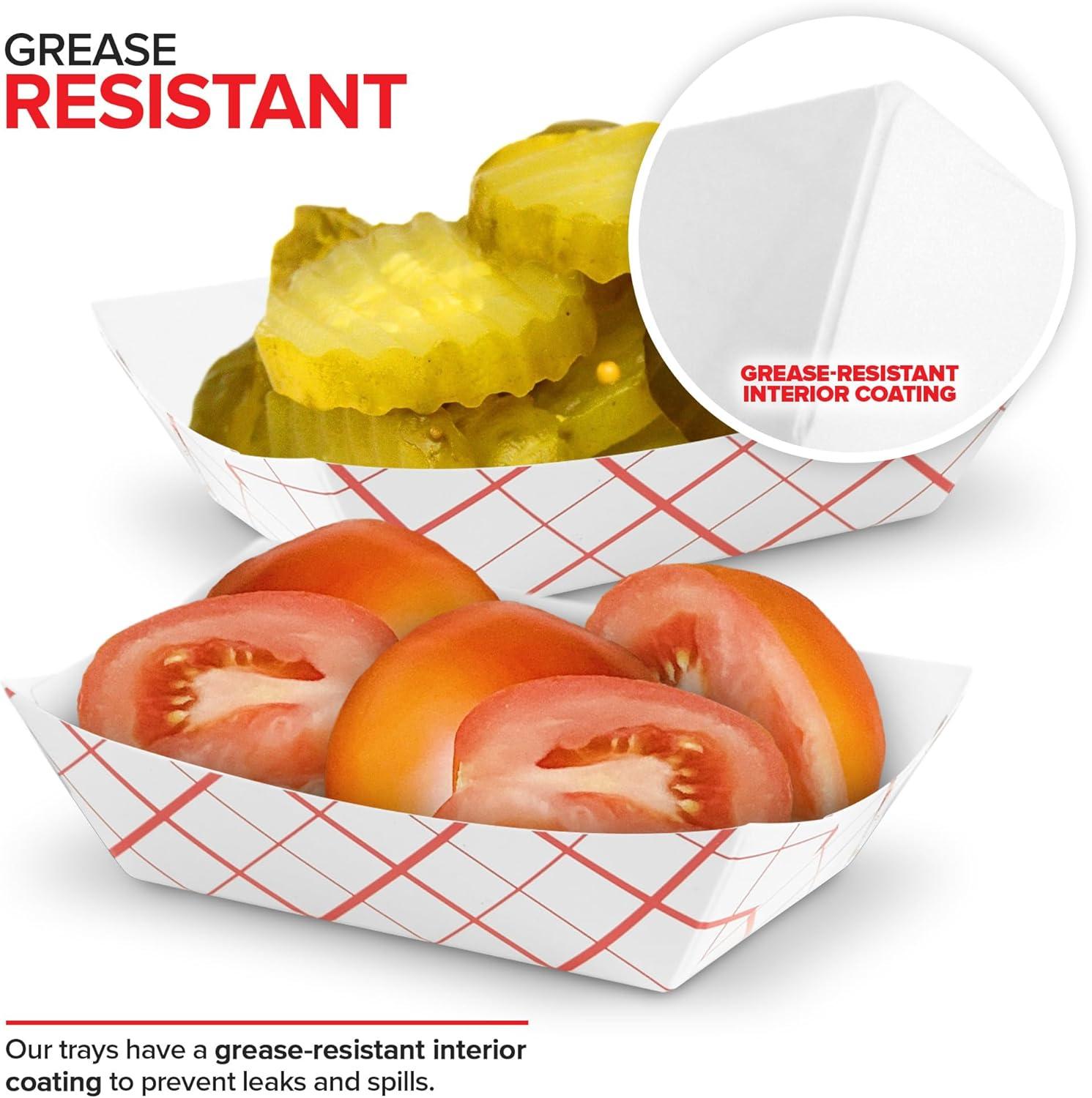image100Pack 3 lb Paper Food Trays Red amp White Checkered Disposable Paper Food Boats EcoFriendly Serving Trays for Concessions Nachos Snacks amp Condiments 575 x 314 lb
