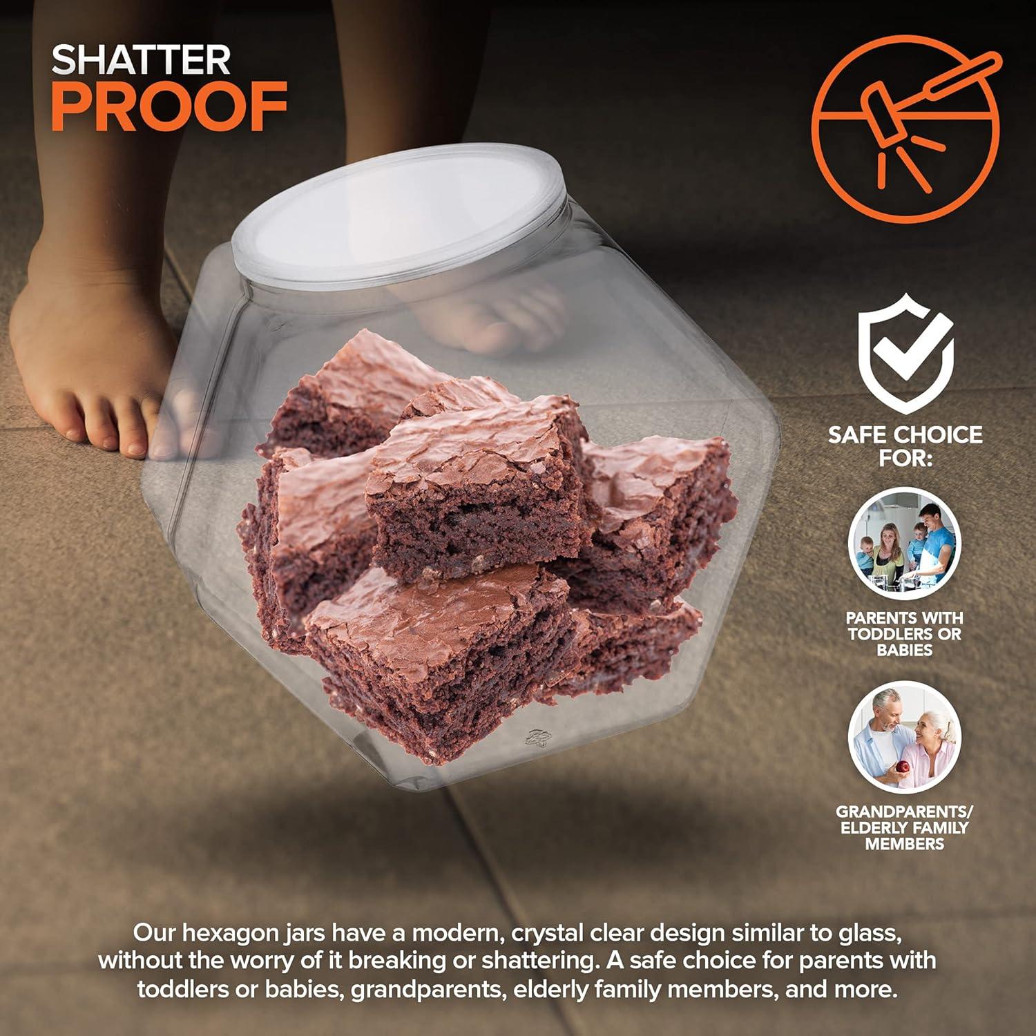 image129 Oz Hexagon Cookie Jars with Lids 2 Pack Wide Mouth Plastic Jars with Lid Reusable amp Recyclable Shatterproof Jars Clear Plastic Jars for Cookies Candy Laundry Detergent Pods Stock Your129 Oz