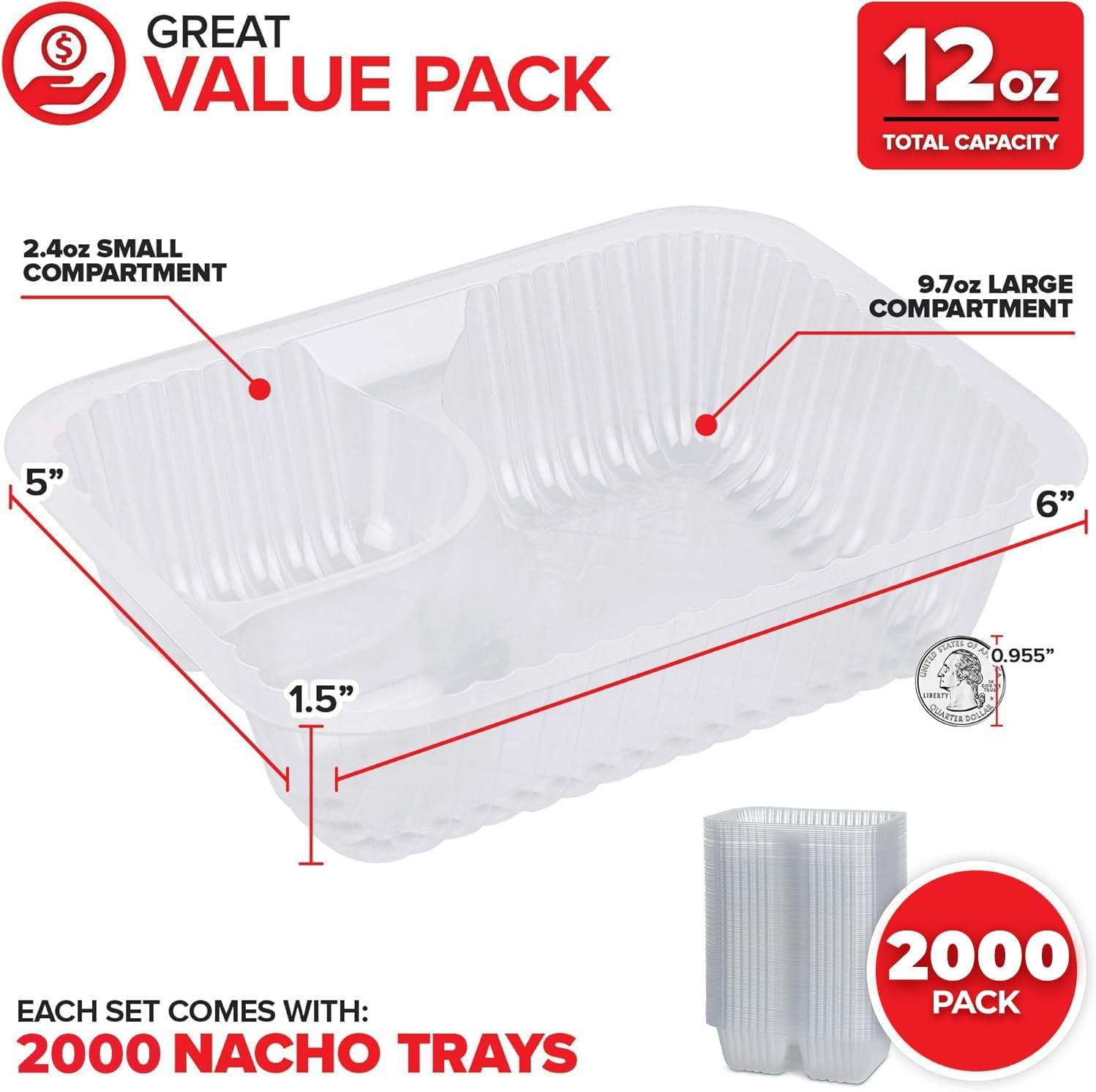 image12oz Plastic Nacho Trays 100 Pack Small Disposable Tray for Nachos amp Cheese Dip Concession Stand Supplies Movie Night Snacks for Kids Carnival Party Decorations Food Boats Snack Containers12 oz