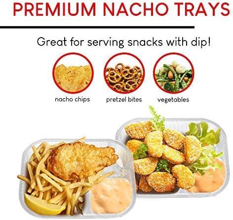 image12oz Plastic Nacho Trays 100 Pack Small Disposable Tray for Nachos amp Cheese Dip Concession Stand Supplies Movie Night Snacks for Kids Carnival Party Decorations Food Boats Snack Containers22 oz