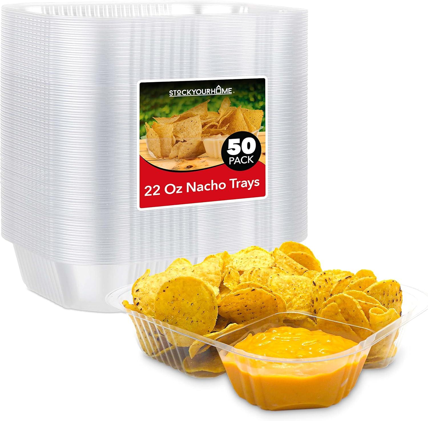 image12oz Plastic Nacho Trays 100 Pack Small Disposable Tray for Nachos amp Cheese Dip Concession Stand Supplies Movie Night Snacks for Kids Carnival Party Decorations Food Boats Snack Containers22 oz