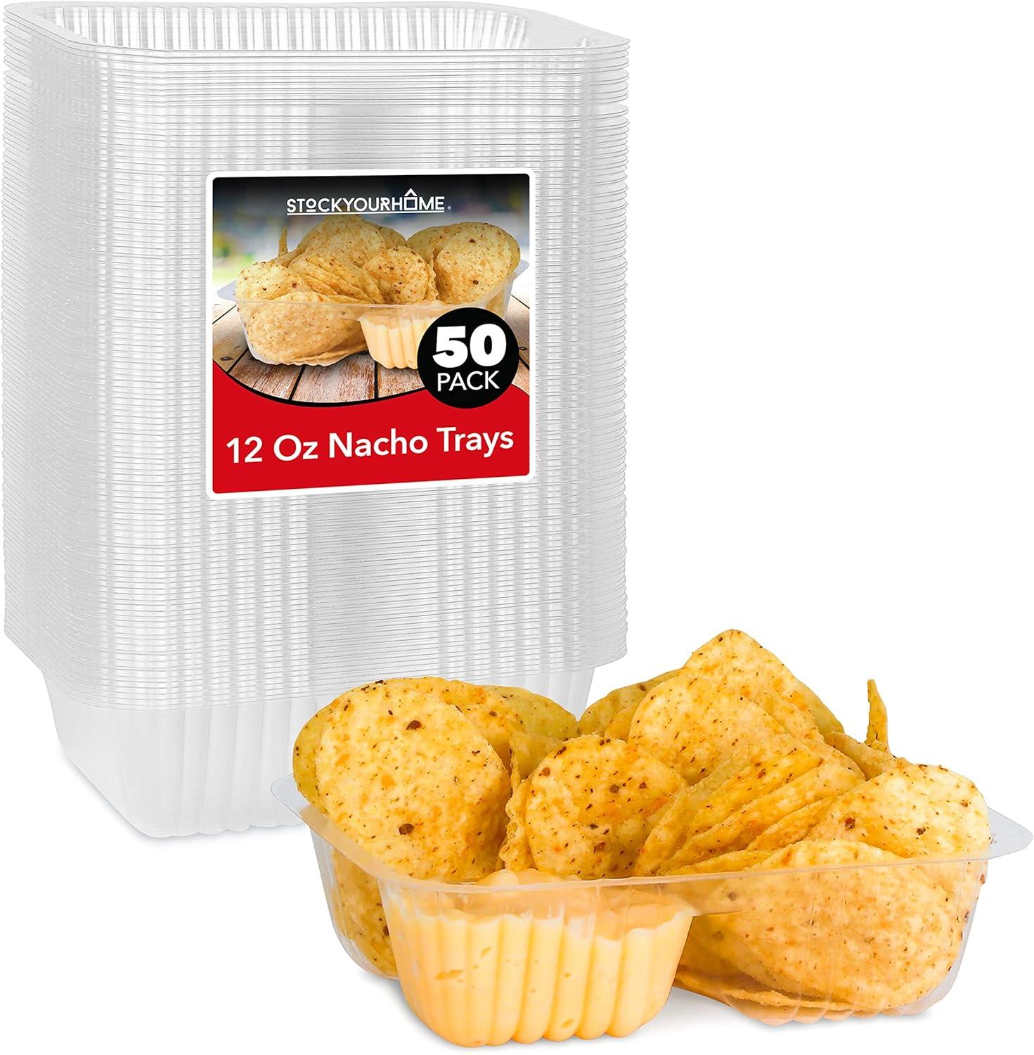 image12oz Plastic Nacho Trays 100 Pack Small Disposable Tray for Nachos amp Cheese Dip Concession Stand Supplies Movie Night Snacks for Kids Carnival Party Decorations Food Boats Snack Containers12 oz