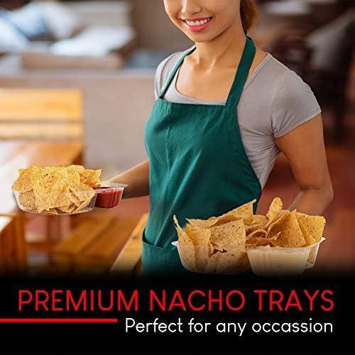 image12oz Plastic Nacho Trays 100 Pack Small Disposable Tray for Nachos amp Cheese Dip Concession Stand Supplies Movie Night Snacks for Kids Carnival Party Decorations Food Boats Snack Containers22 oz