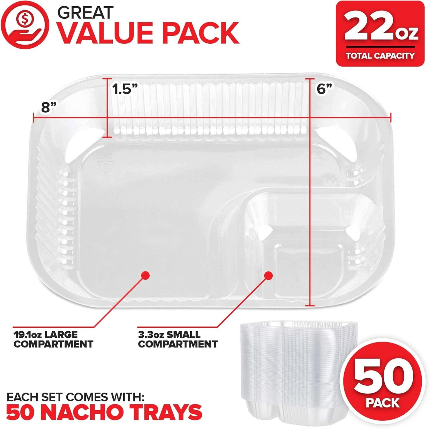 image12oz Plastic Nacho Trays 100 Pack Small Disposable Tray for Nachos amp Cheese Dip Concession Stand Supplies Movie Night Snacks for Kids Carnival Party Decorations Food Boats Snack Containers22 oz