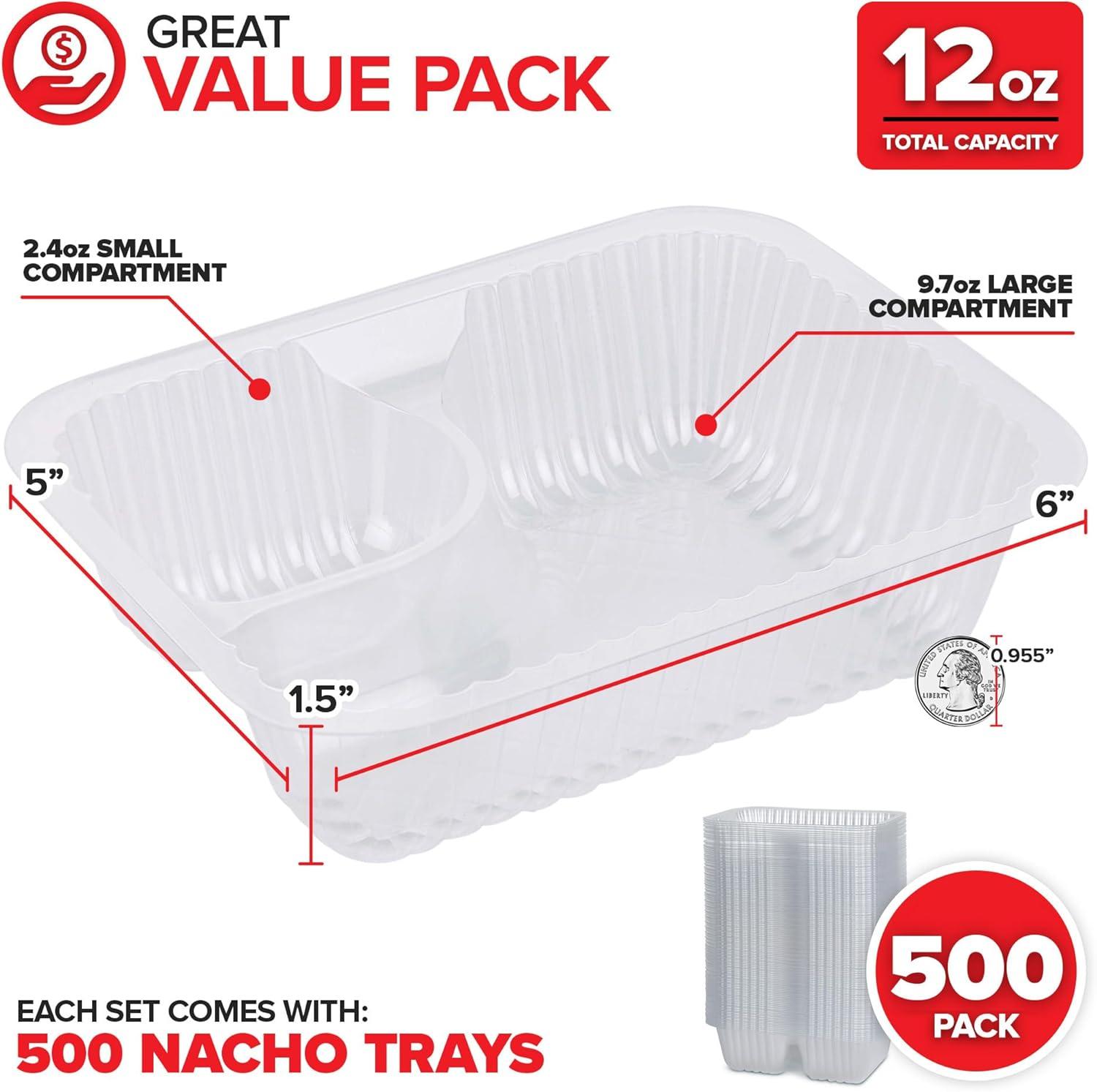 image12oz Plastic Nacho Trays 100 Pack Small Disposable Tray for Nachos amp Cheese Dip Concession Stand Supplies Movie Night Snacks for Kids Carnival Party Decorations Food Boats Snack Containers12 oz