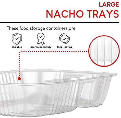 image12oz Plastic Nacho Trays 100 Pack Small Disposable Tray for Nachos amp Cheese Dip Concession Stand Supplies Movie Night Snacks for Kids Carnival Party Decorations Food Boats Snack Containers22 oz
