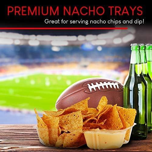 image12oz Plastic Nacho Trays 100 Pack Small Disposable Tray for Nachos amp Cheese Dip Concession Stand Supplies Movie Night Snacks for Kids Carnival Party Decorations Food Boats Snack Containers22 oz