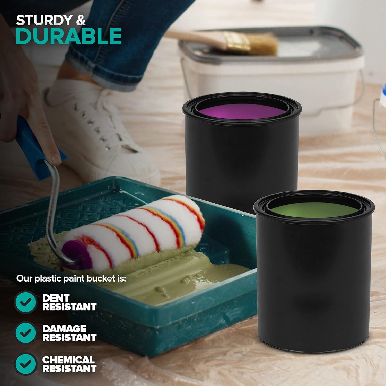 image1Quart Plastic Paint Bucket 3 Pack Triple Lock Airtight Seal Minimizes Skimming Rust Proof Odor amp Chemical Resistant 32 Fl Oz AllPlastic Paint Can with Snap On Lid Stock Your Home