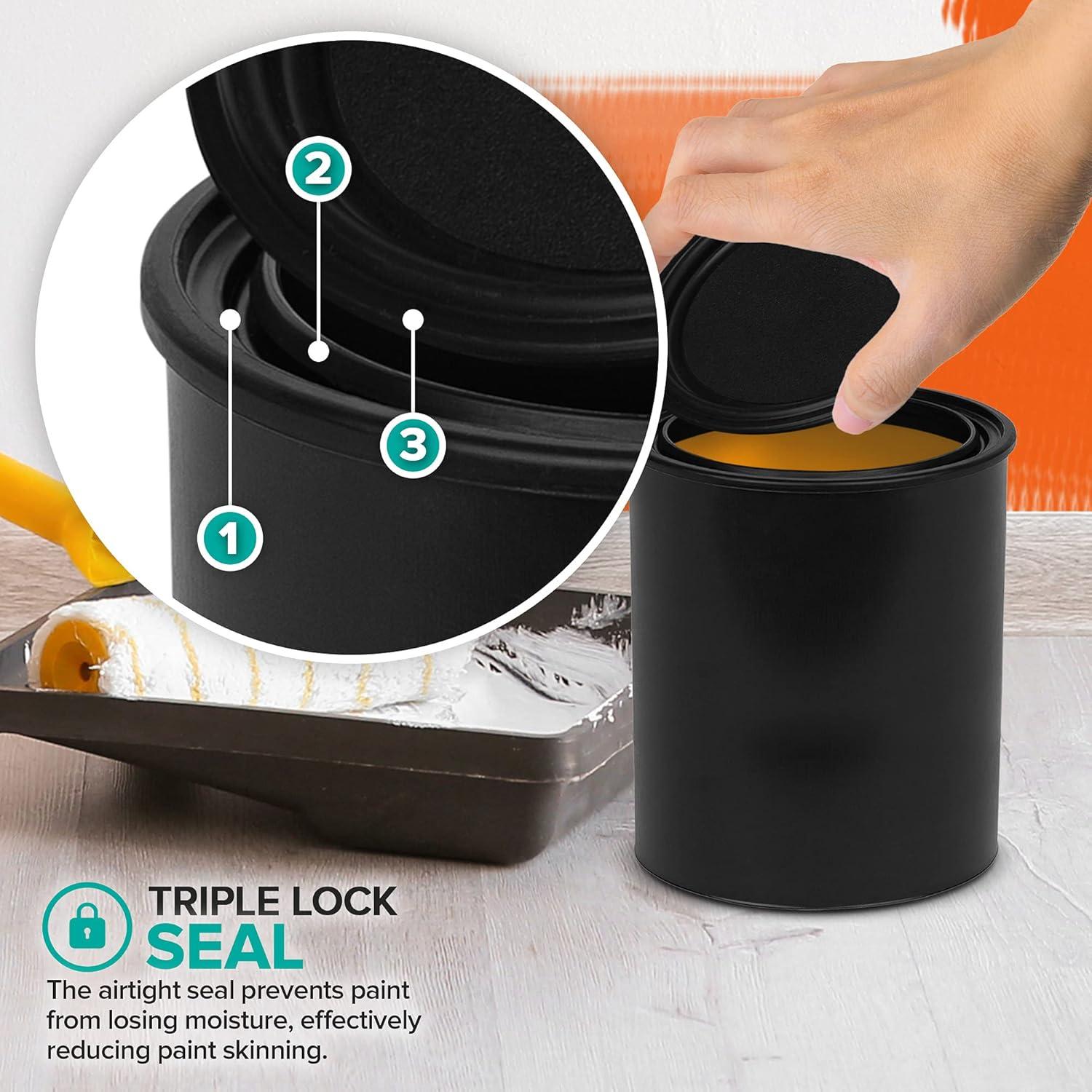image1Quart Plastic Paint Bucket 3 Pack Triple Lock Airtight Seal Minimizes Skimming Rust Proof Odor amp Chemical Resistant 32 Fl Oz AllPlastic Paint Can with Snap On Lid Stock Your Home