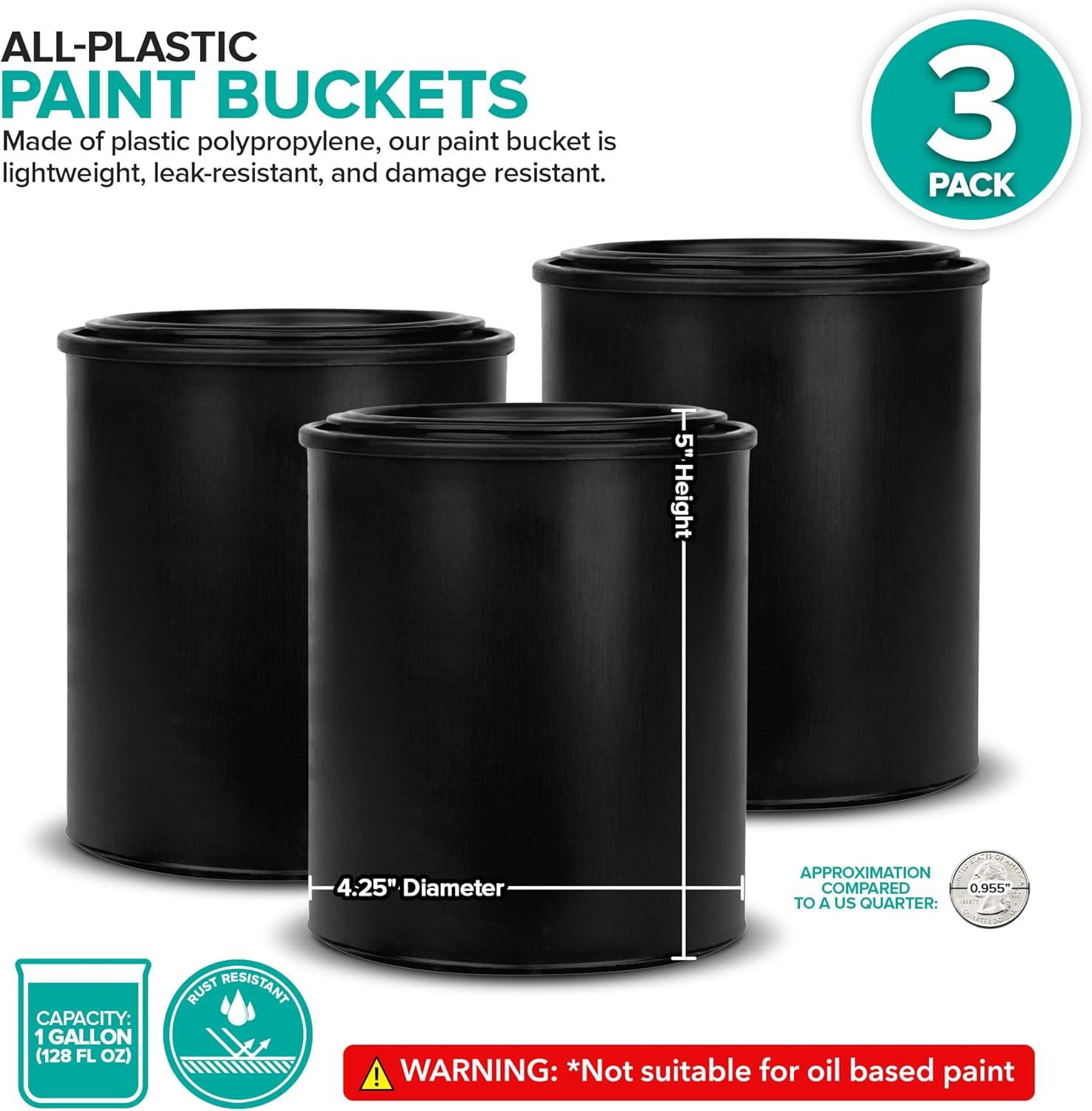 image1Quart Plastic Paint Bucket 3 Pack Triple Lock Airtight Seal Minimizes Skimming Rust Proof Odor amp Chemical Resistant 32 Fl Oz AllPlastic Paint Can with Snap On Lid Stock Your Home