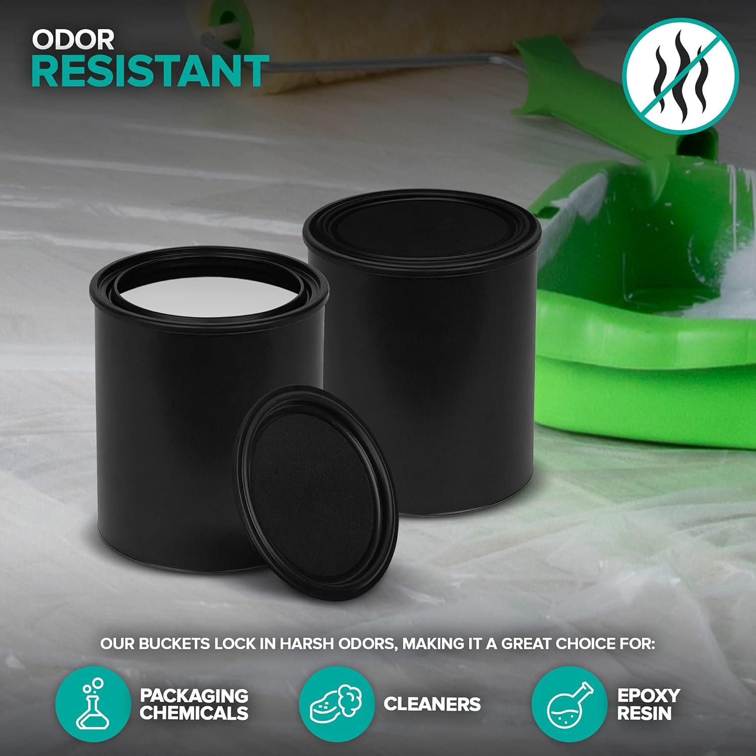 image1Quart Plastic Paint Bucket 6 Pack Triple Lock Airtight Seal Minimizes Skimming Rust Proof Odor amp Chemical Resistant 32 Fl Oz AllPlastic Paint Can with Snap On Lid Stock Your Home