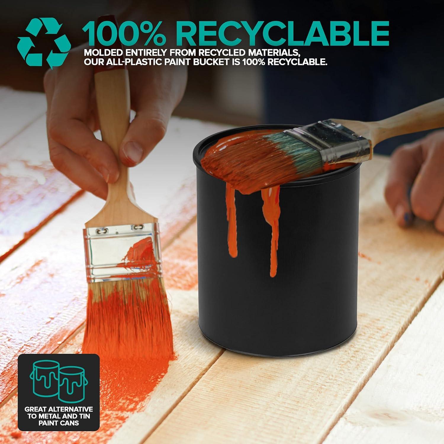 image1Quart Plastic Paint Bucket 6 Pack Triple Lock Airtight Seal Minimizes Skimming Rust Proof Odor amp Chemical Resistant 32 Fl Oz AllPlastic Paint Can with Snap On Lid Stock Your Home