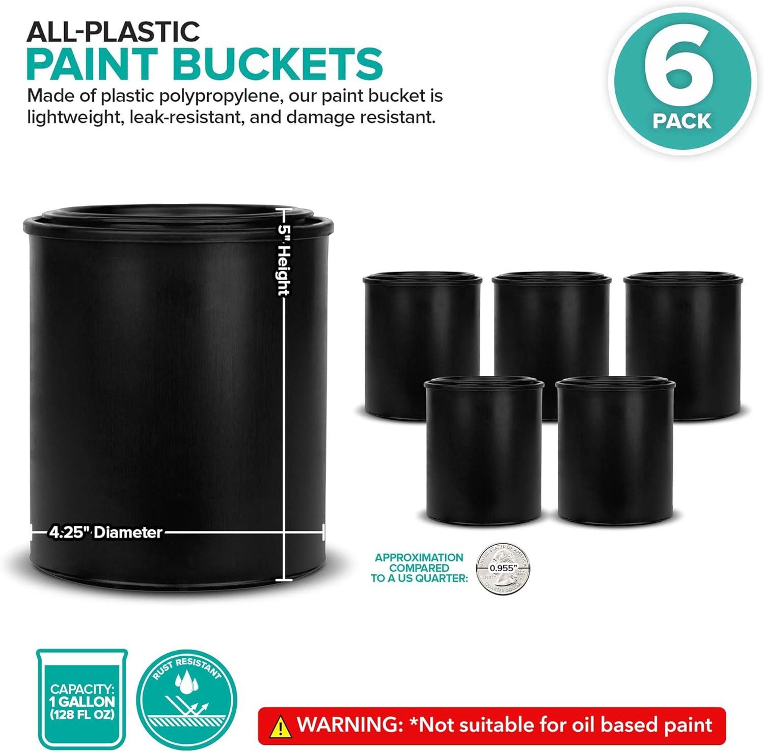 image1Quart Plastic Paint Bucket 6 Pack Triple Lock Airtight Seal Minimizes Skimming Rust Proof Odor amp Chemical Resistant 32 Fl Oz AllPlastic Paint Can with Snap On Lid Stock Your Home