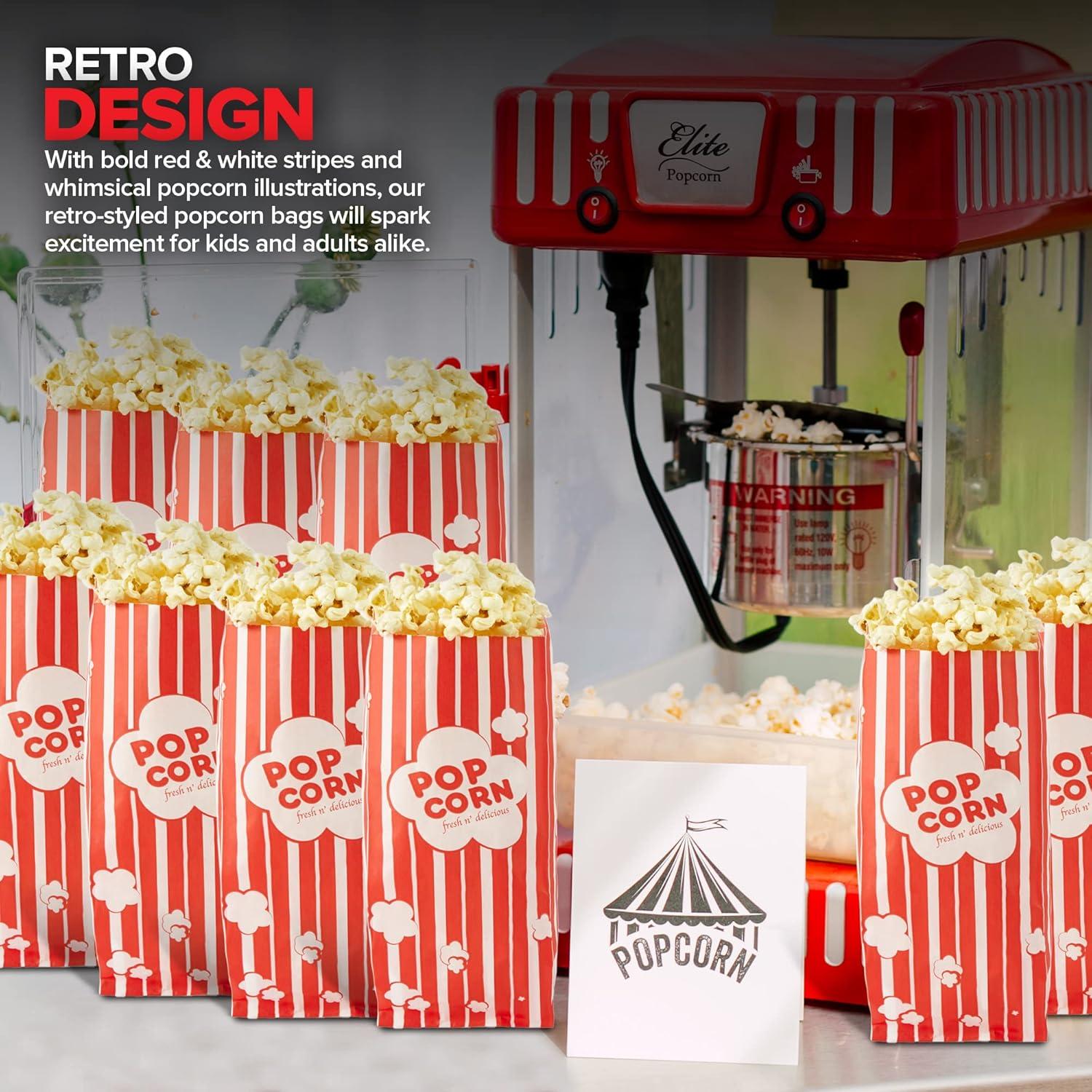 image2 oz Paper Popcorn Bags Bulk 100 Pack Large Red amp White PopCorn Bag Disposable for Carnival Themed Party Movie Night Halloween Popcorn Machine Accessories amp Supplies Individual ServingsRed White