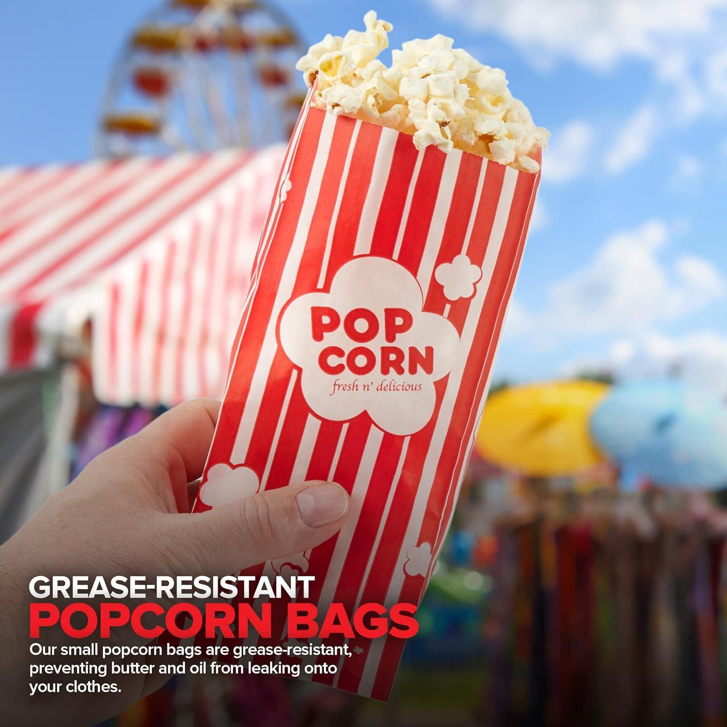 image2 oz Paper Popcorn Bags Bulk 100 Pack Large Red amp White PopCorn Bag Disposable for Carnival Themed Party Movie Night Halloween Popcorn Machine Accessories amp Supplies Individual ServingsRed White