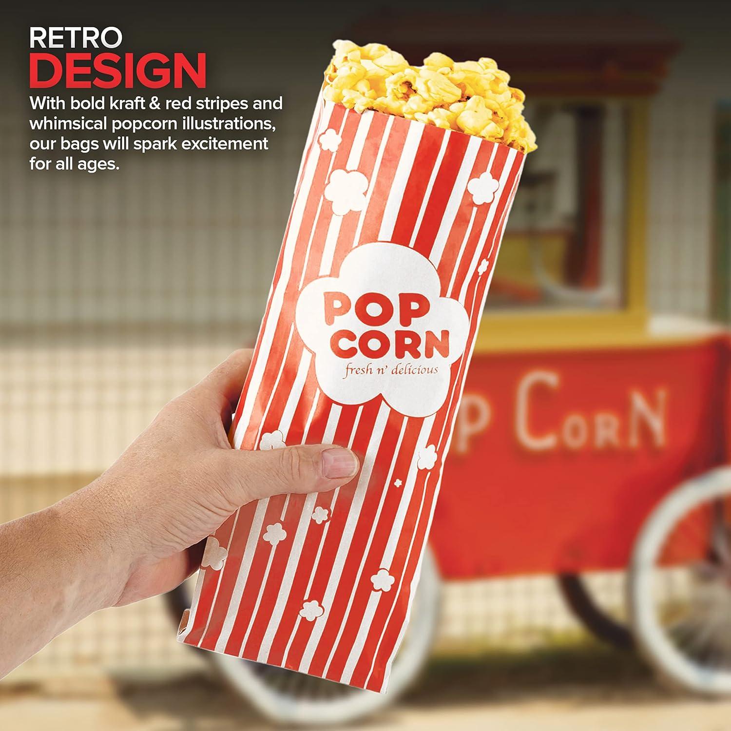 image2 oz Paper Popcorn Bags Bulk 100 Pack Large Red amp White PopCorn Bag Disposable for Carnival Themed Party Movie Night Halloween Popcorn Machine Accessories amp Supplies Individual ServingsRed White