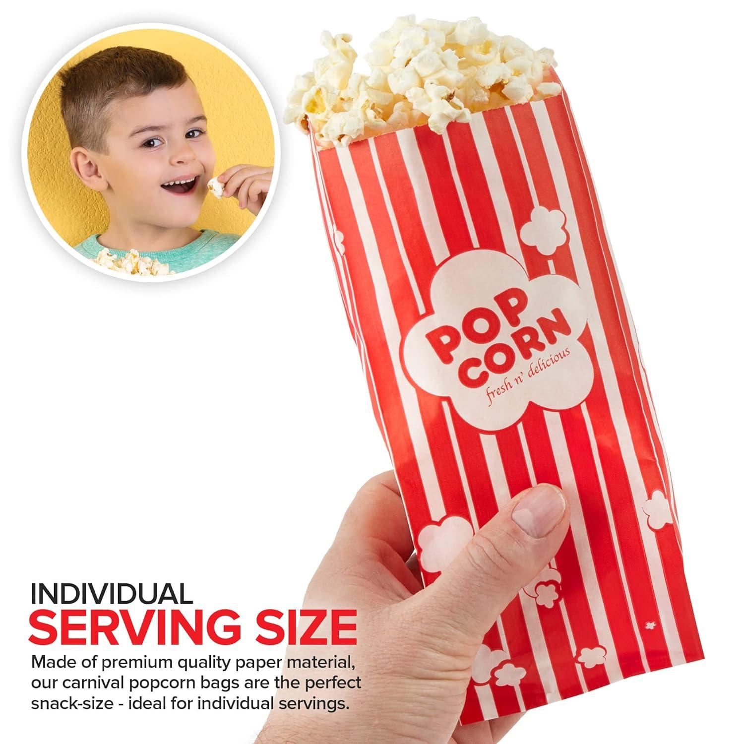image2 oz Paper Popcorn Bags Bulk 100 Pack Large Red amp White PopCorn Bag Disposable for Carnival Themed Party Movie Night Halloween Popcorn Machine Accessories amp Supplies Individual ServingsRed White