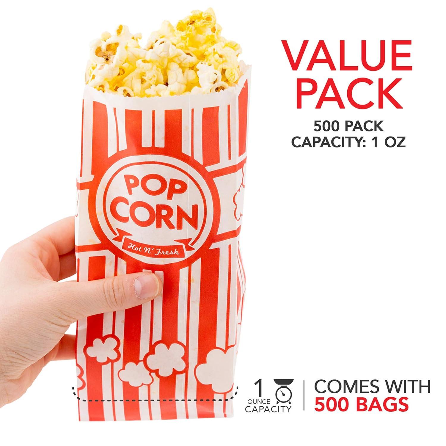 image2 oz Paper Popcorn Bags Bulk 100 Pack Large Red amp White PopCorn Bag Disposable for Carnival Themed Party Movie Night Halloween Popcorn Machine Accessories amp Supplies Individual ServingsRed White