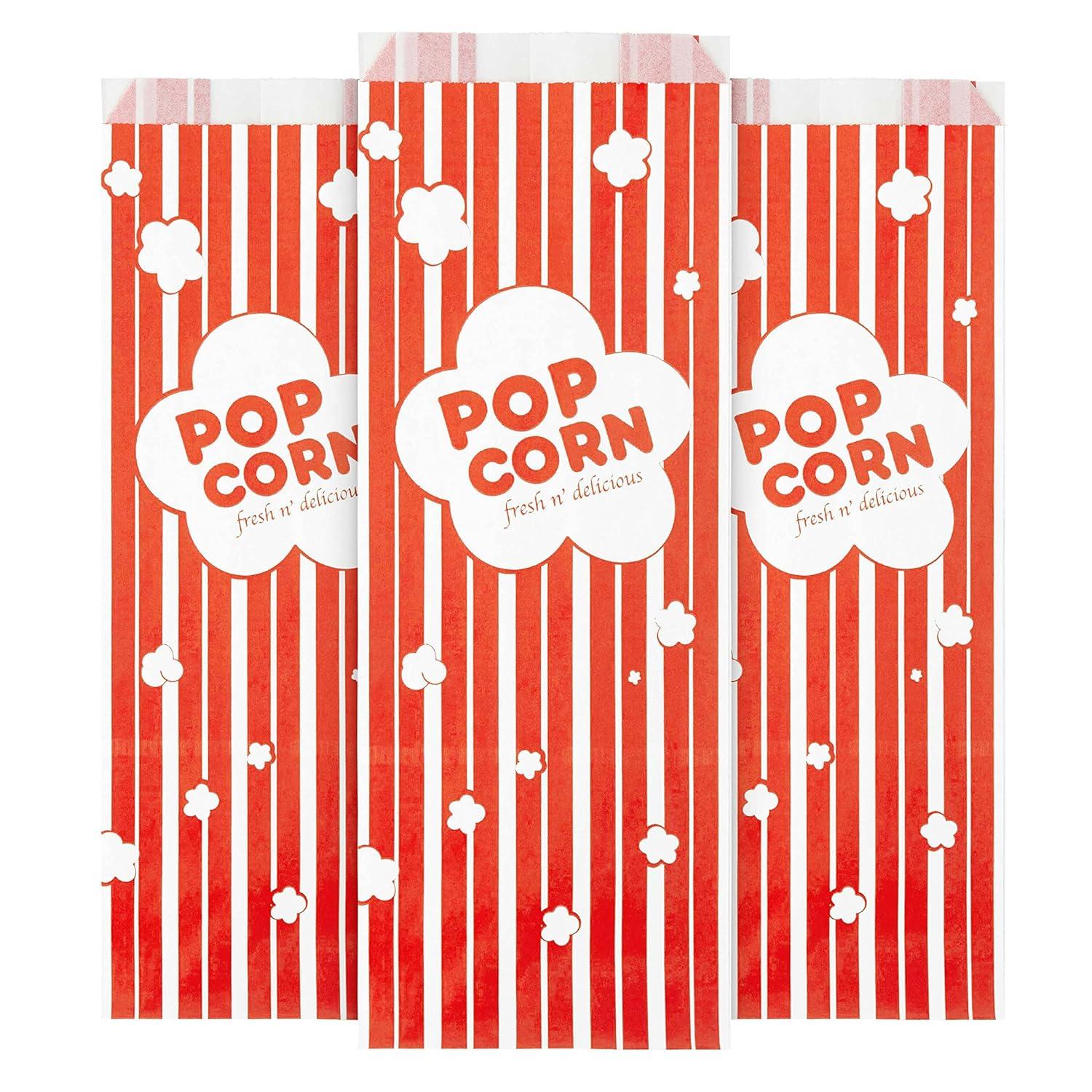 image2 oz Paper Popcorn Bags Bulk 100 Pack Large Red amp White PopCorn Bag Disposable for Carnival Themed Party Movie Night Halloween Popcorn Machine Accessories amp Supplies Individual ServingsRed White