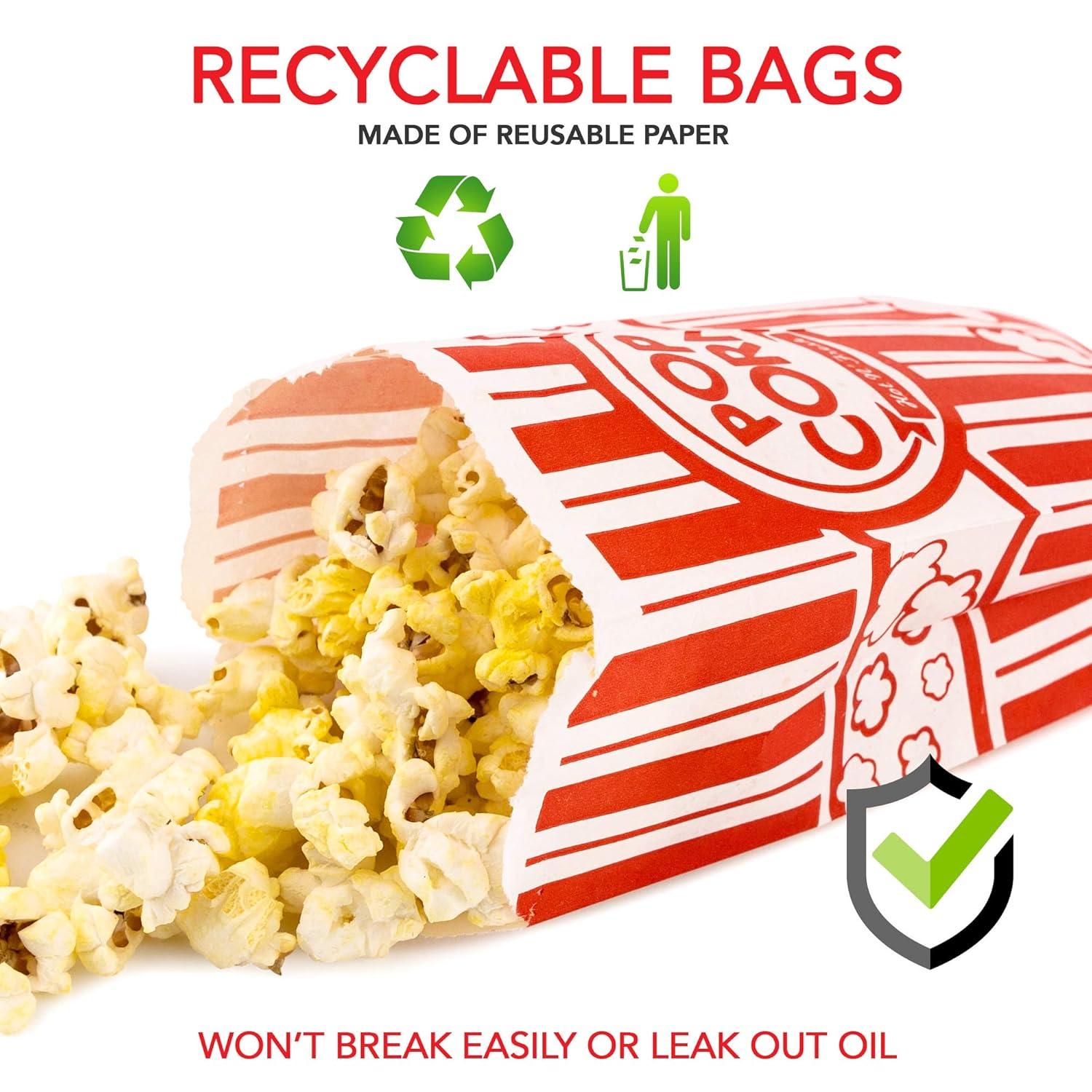 image2 oz Paper Popcorn Bags Bulk 100 Pack Large Red amp White PopCorn Bag Disposable for Carnival Themed Party Movie Night Halloween Popcorn Machine Accessories amp Supplies Individual ServingsRed White
