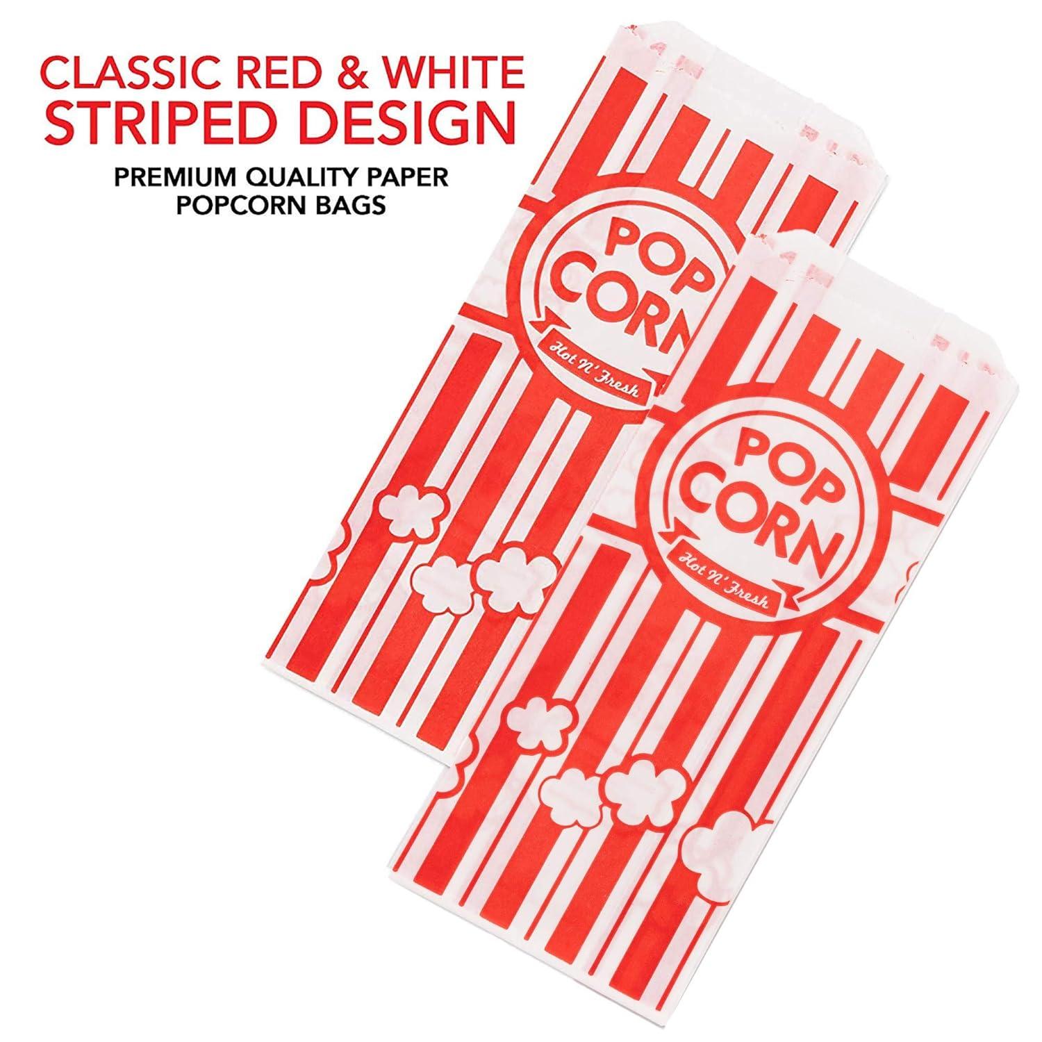 image2 oz Paper Popcorn Bags Bulk 100 Pack Large Red amp White PopCorn Bag Disposable for Carnival Themed Party Movie Night Halloween Popcorn Machine Accessories amp Supplies Individual ServingsRed White