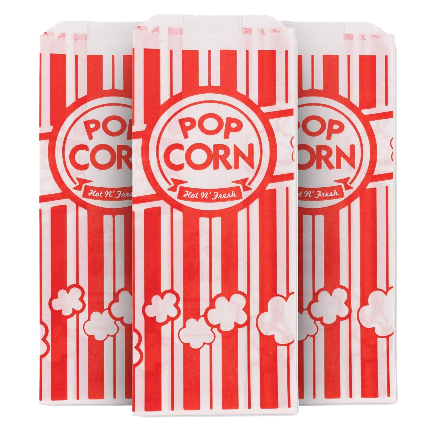 image2 oz Paper Popcorn Bags Bulk 100 Pack Large Red amp White PopCorn Bag Disposable for Carnival Themed Party Movie Night Halloween Popcorn Machine Accessories amp Supplies Individual ServingsRed White