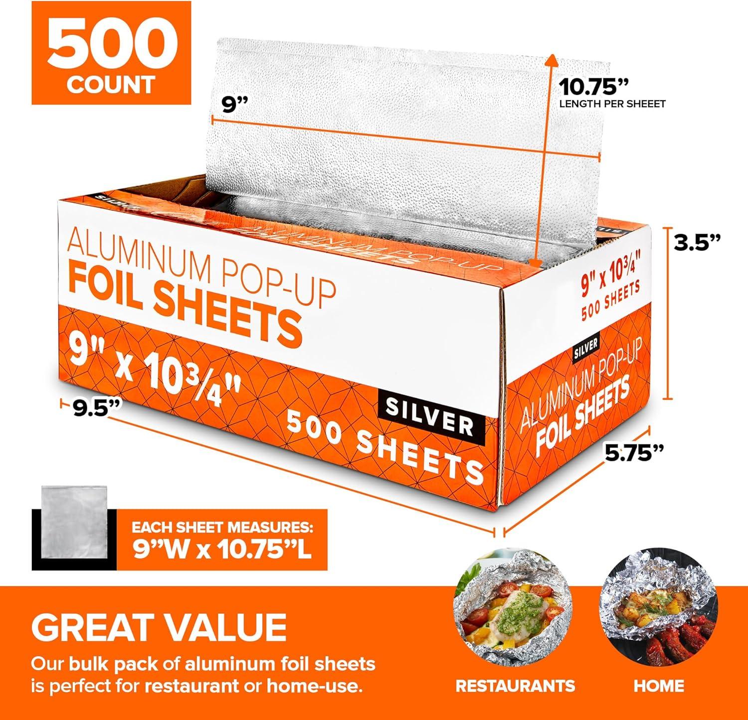 image200 Count PreCut Deli Aluminum Foil 9 Pop Up Sheets for Restaurant Disposable Food Covers for Burrito Hot Dog or Sandwich Stock Your Home Silver9 Inch