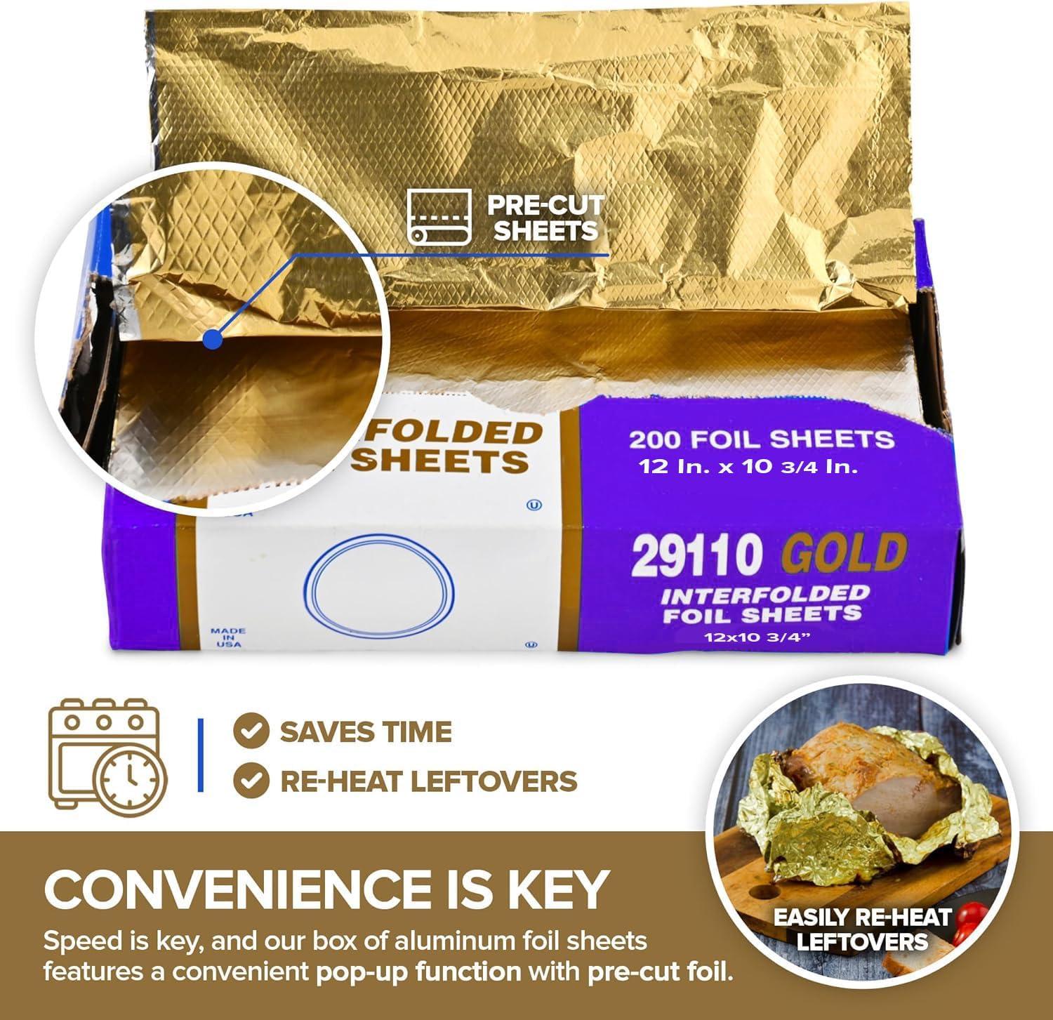 image200 Count PreCut Pop Up Wraps 9 Gold Disposable Wrappers for Food or Hair Highlights Stock Your Home12 Inch