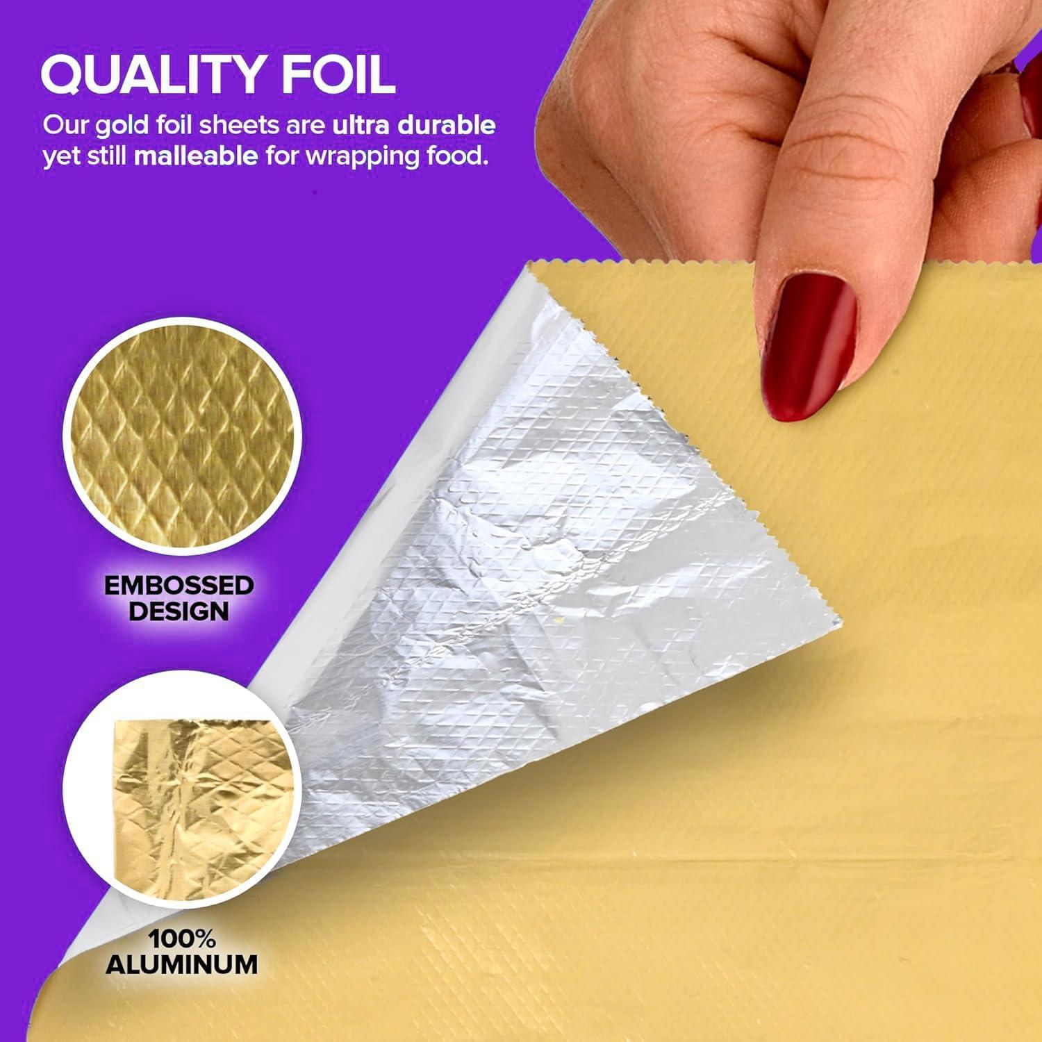 image200 Count PreCut Pop Up Wraps 9 Gold Disposable Wrappers for Food or Hair Highlights Stock Your Home12 Inch