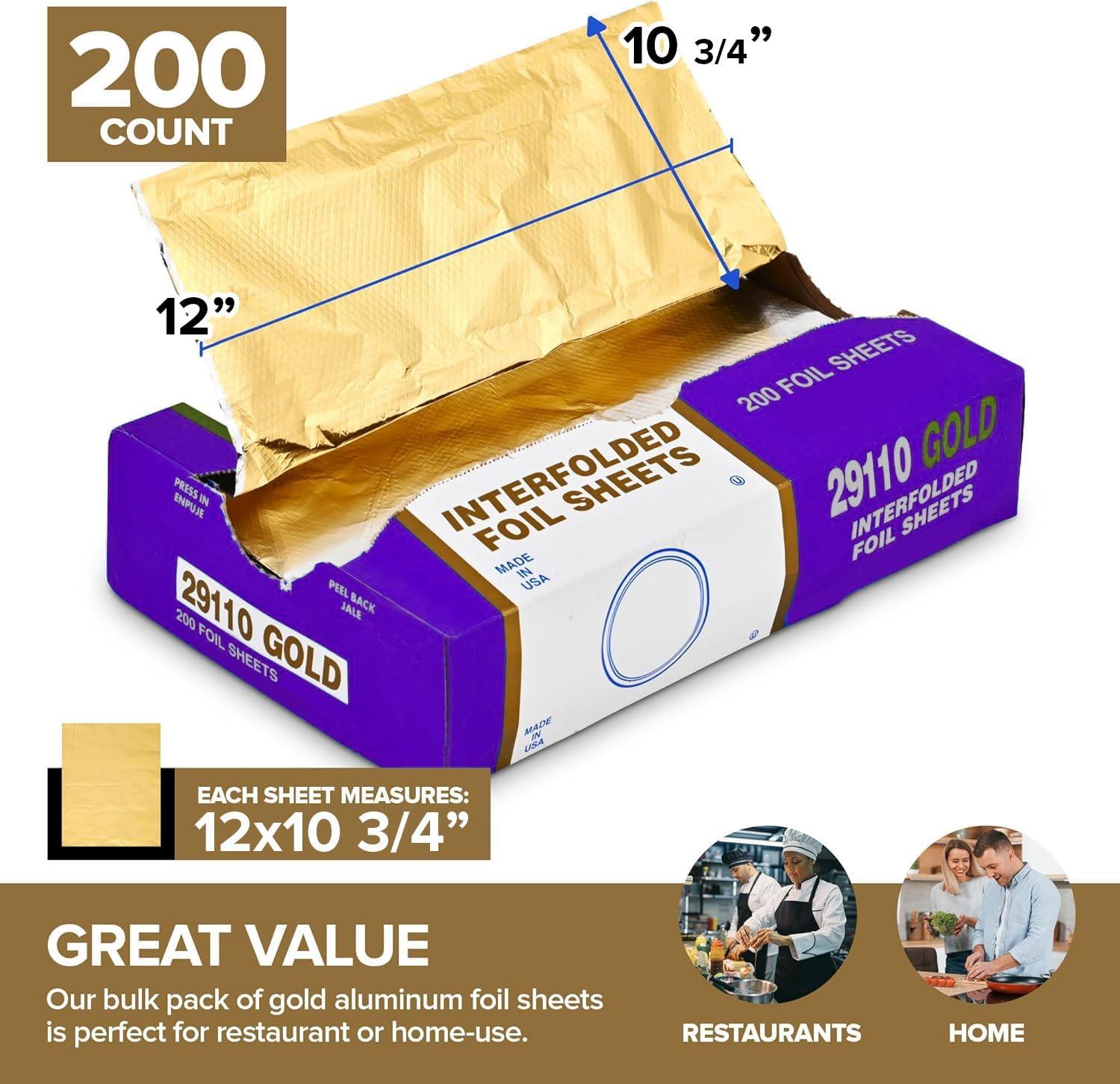 image200 Count PreCut Pop Up Wraps 9 Gold Disposable Wrappers for Food or Hair Highlights Stock Your Home12 Inch