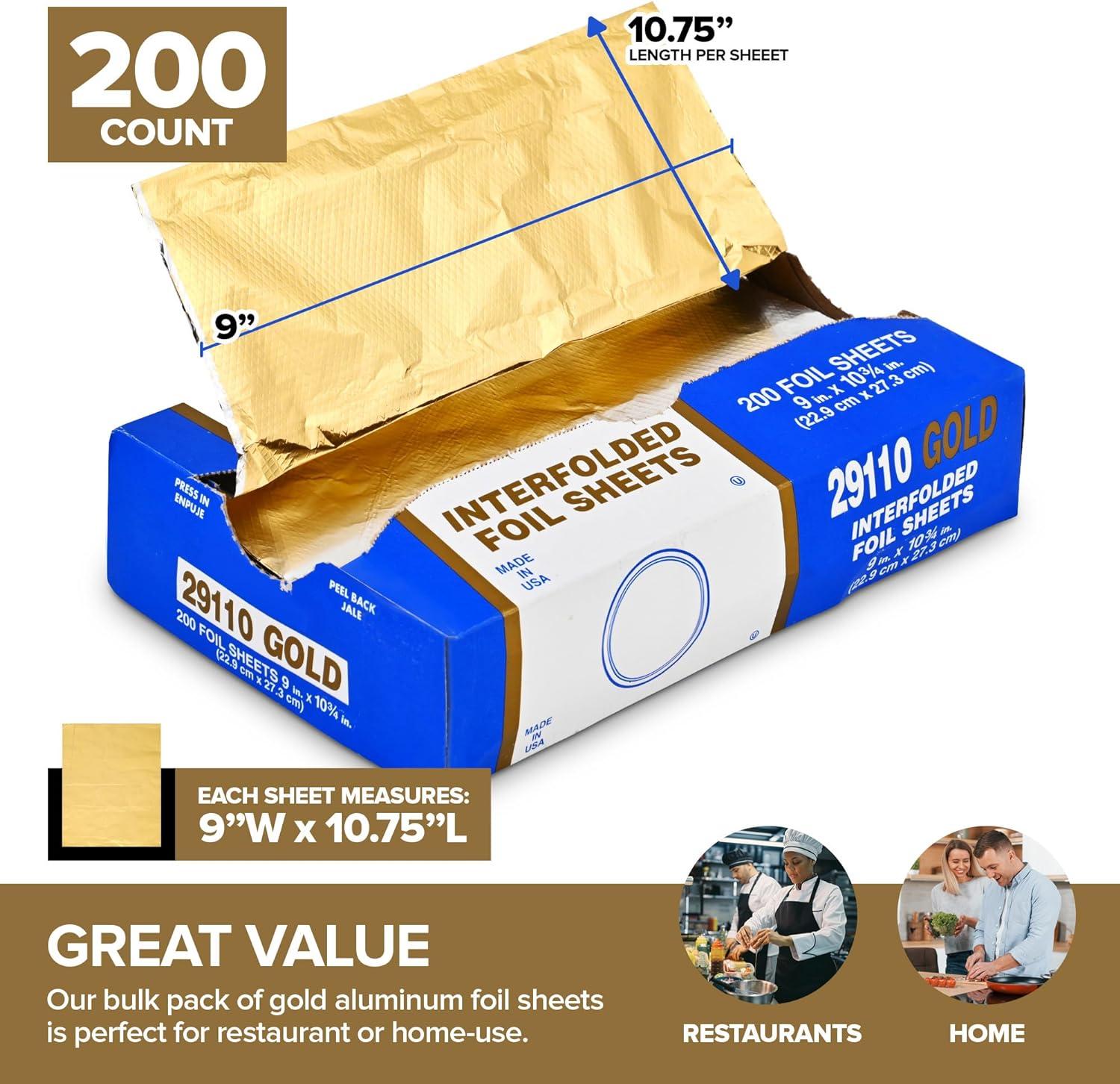 image200 Count PreCut Pop Up Wraps 9 Gold Disposable Wrappers for Food or Hair Highlights Stock Your Home9 Inch