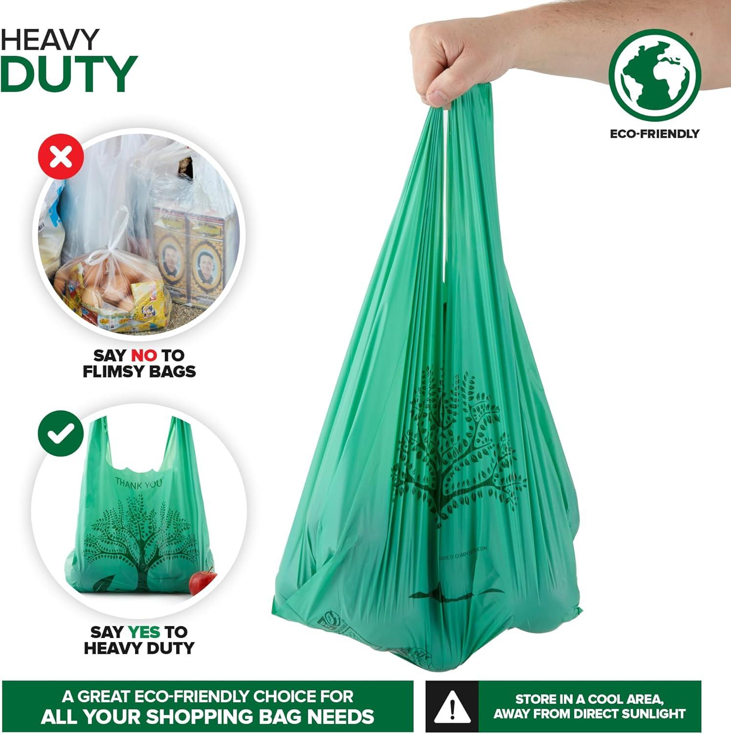 image200 Pack Thank You Bags Disposable Eco Grocery TShirt Bag with Handles for Supermarket Groceries Produce Shopping Trash Small Commercially Compostable Baggies Bulk100 Count
