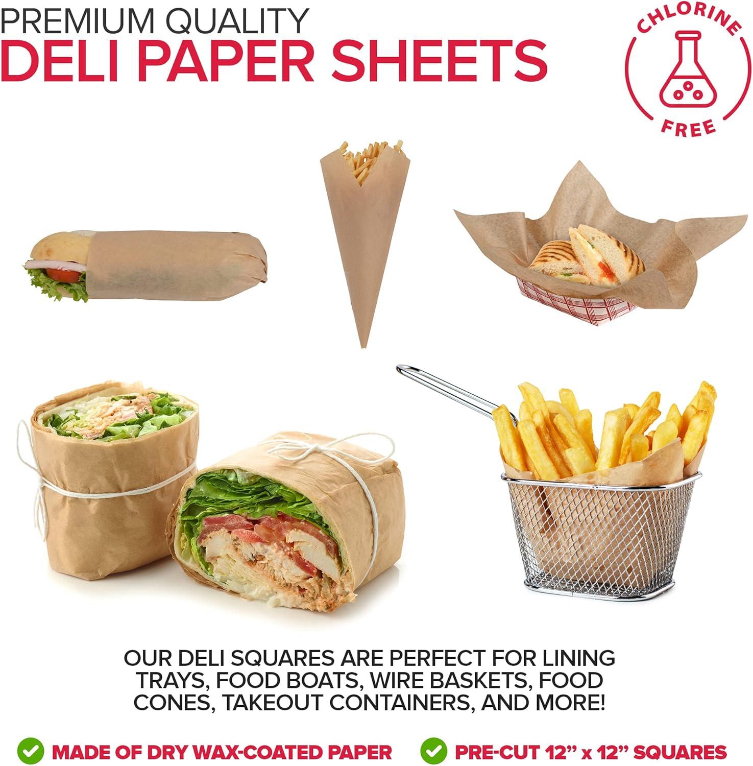 image250 Count 12x12 White Wax Paper Sheets for Food Basket Liners Sandwich Wrap Squares Burger Wraps Waxed Deli Wrappers for Burrito Wrapping Basket Liner Deli Paper Sheets Stock Your HomeKraft