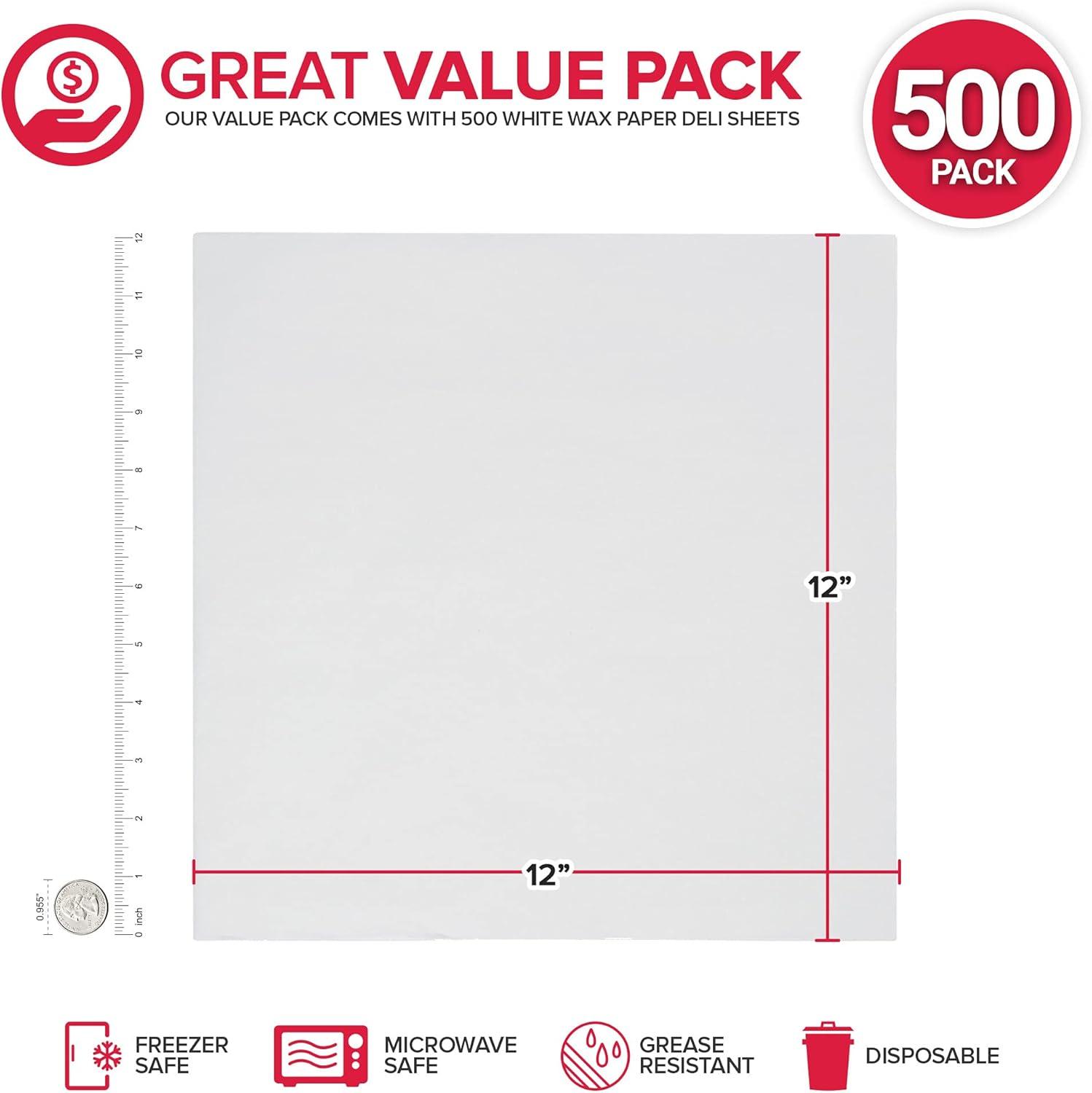 image250 Count 12x12 White Wax Paper Sheets for Food Basket Liners Sandwich Wrap Squares Burger Wraps Waxed Deli Wrappers for Burrito Wrapping Basket Liner Deli Paper Sheets Stock Your HomeWhite